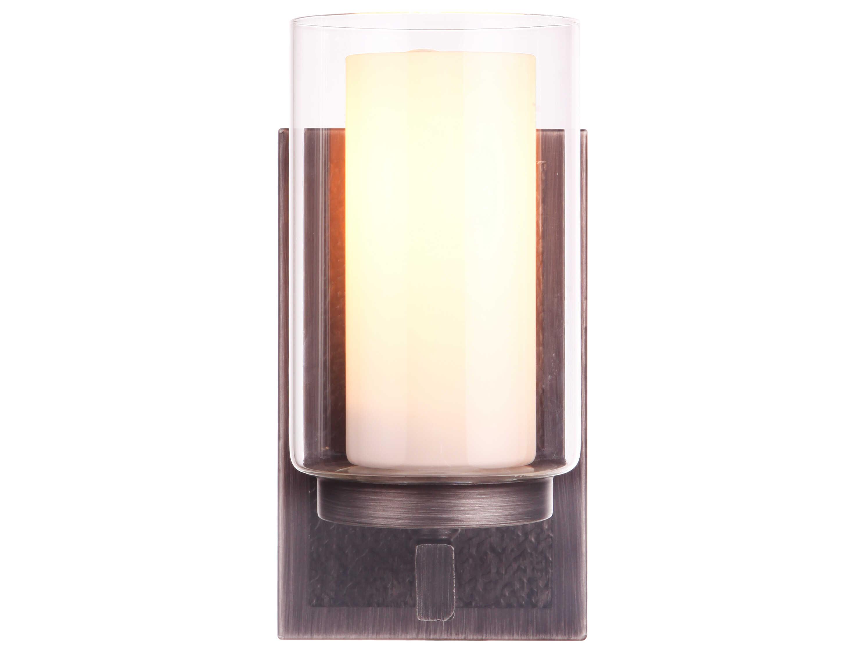 Craftmade Texture 1-Light Natural Iron Vintage Gray Glass Wall Sconce