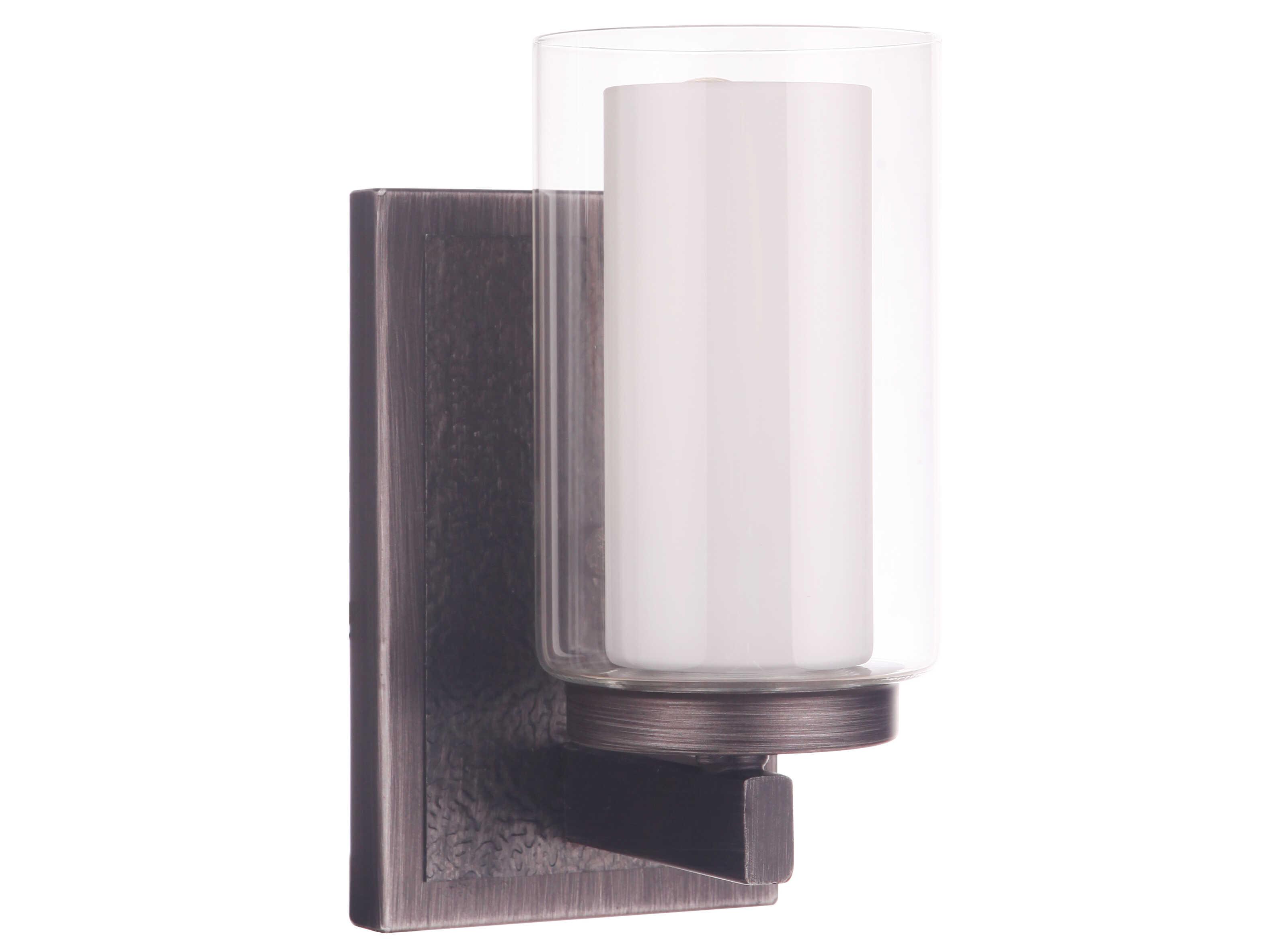 Craftmade Texture 1-Light Natural Iron Vintage Gray Glass Wall Sconce