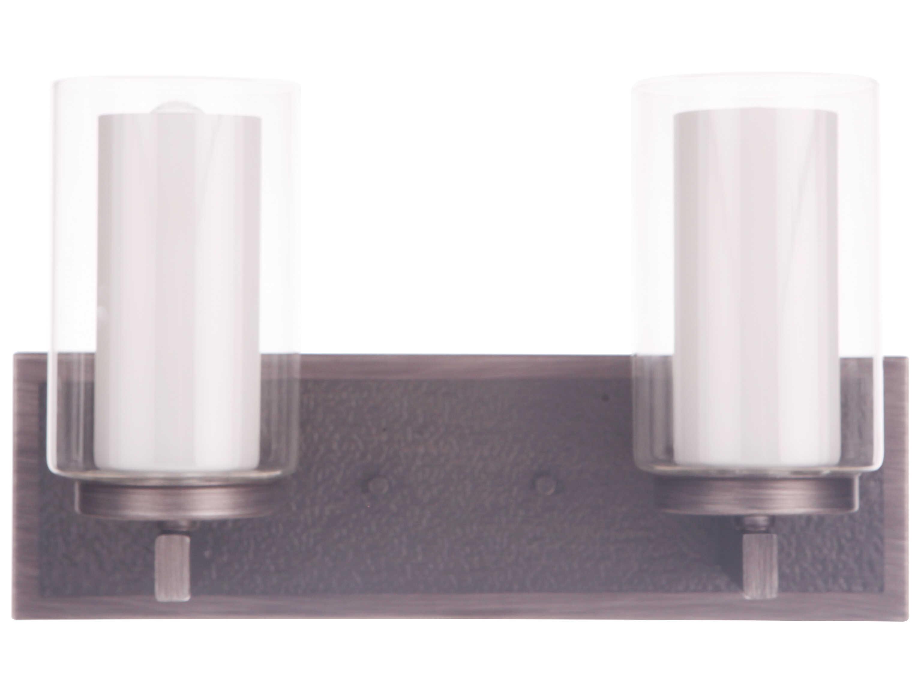 Craftmade Texture 2-Light Natural Iron Vintage Gray Glass Vanity Light