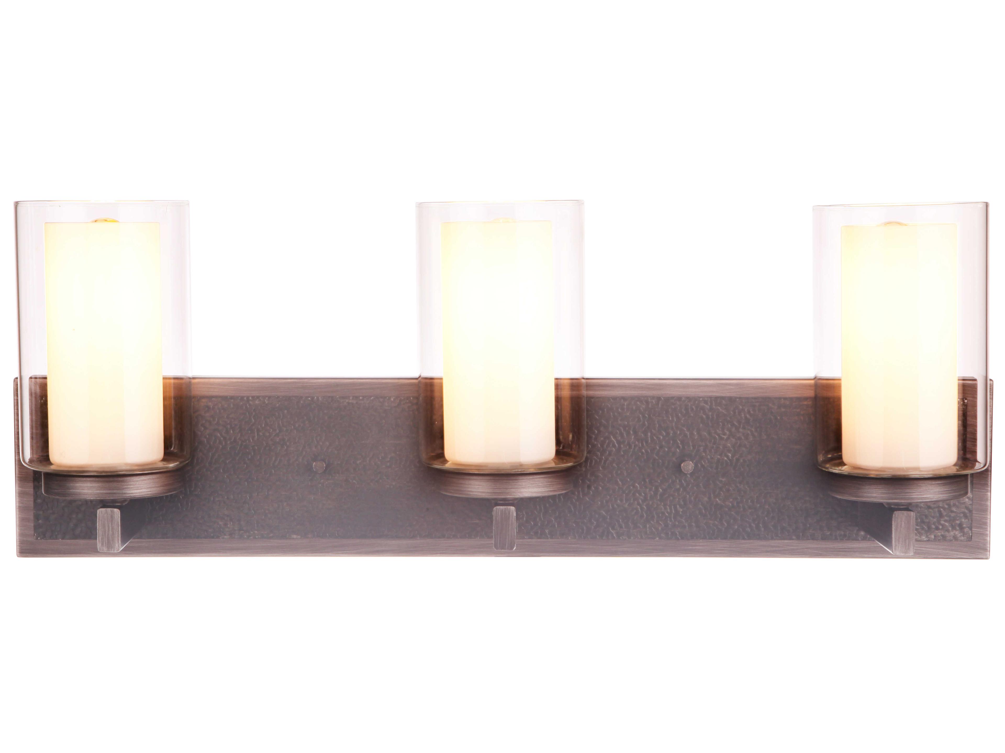 Craftmade Texture 3-Light Natural Iron Vintage Gray Glass Vanity Light