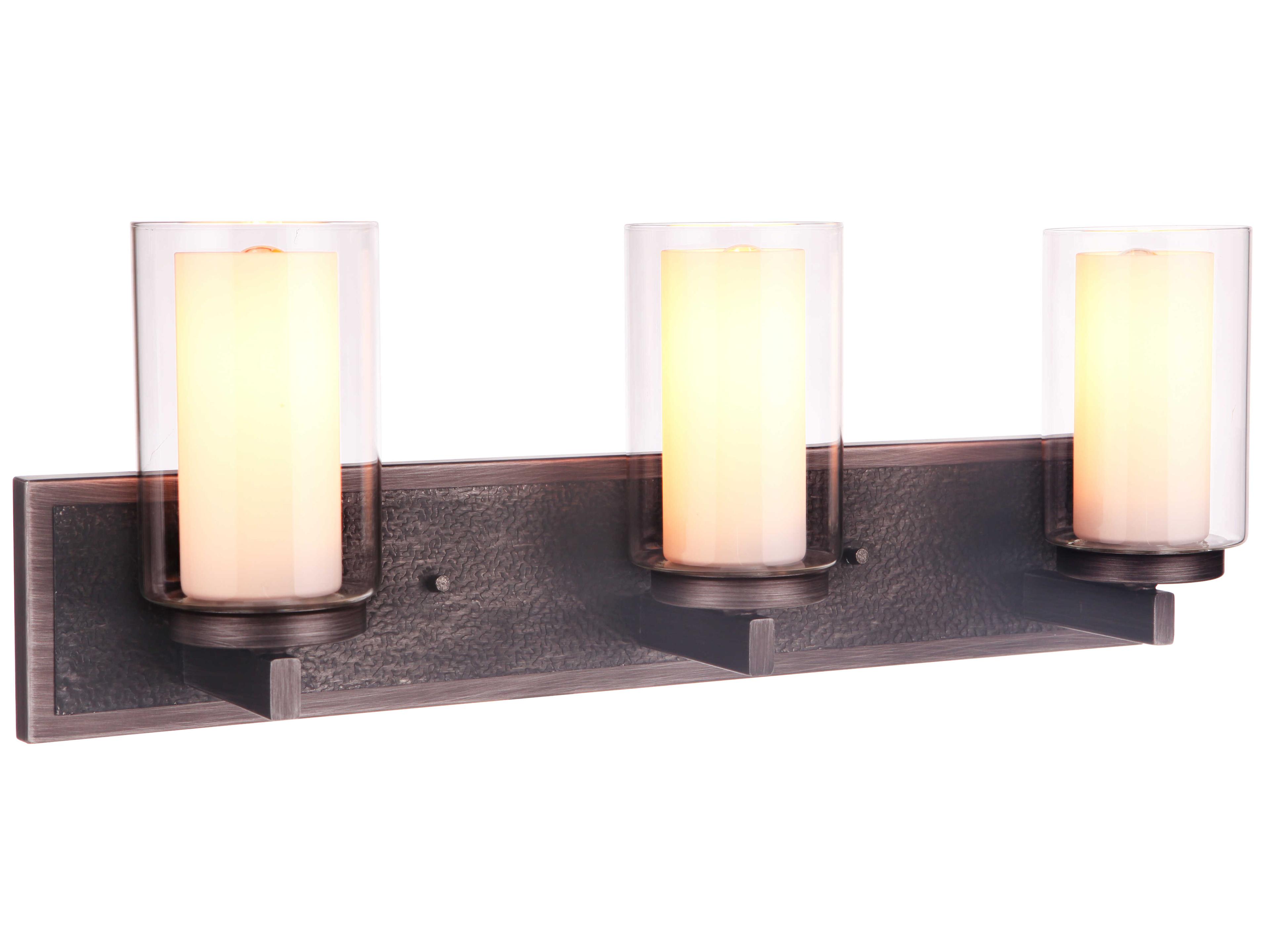 Craftmade Texture 3-Light Natural Iron Vintage Gray Glass Vanity Light