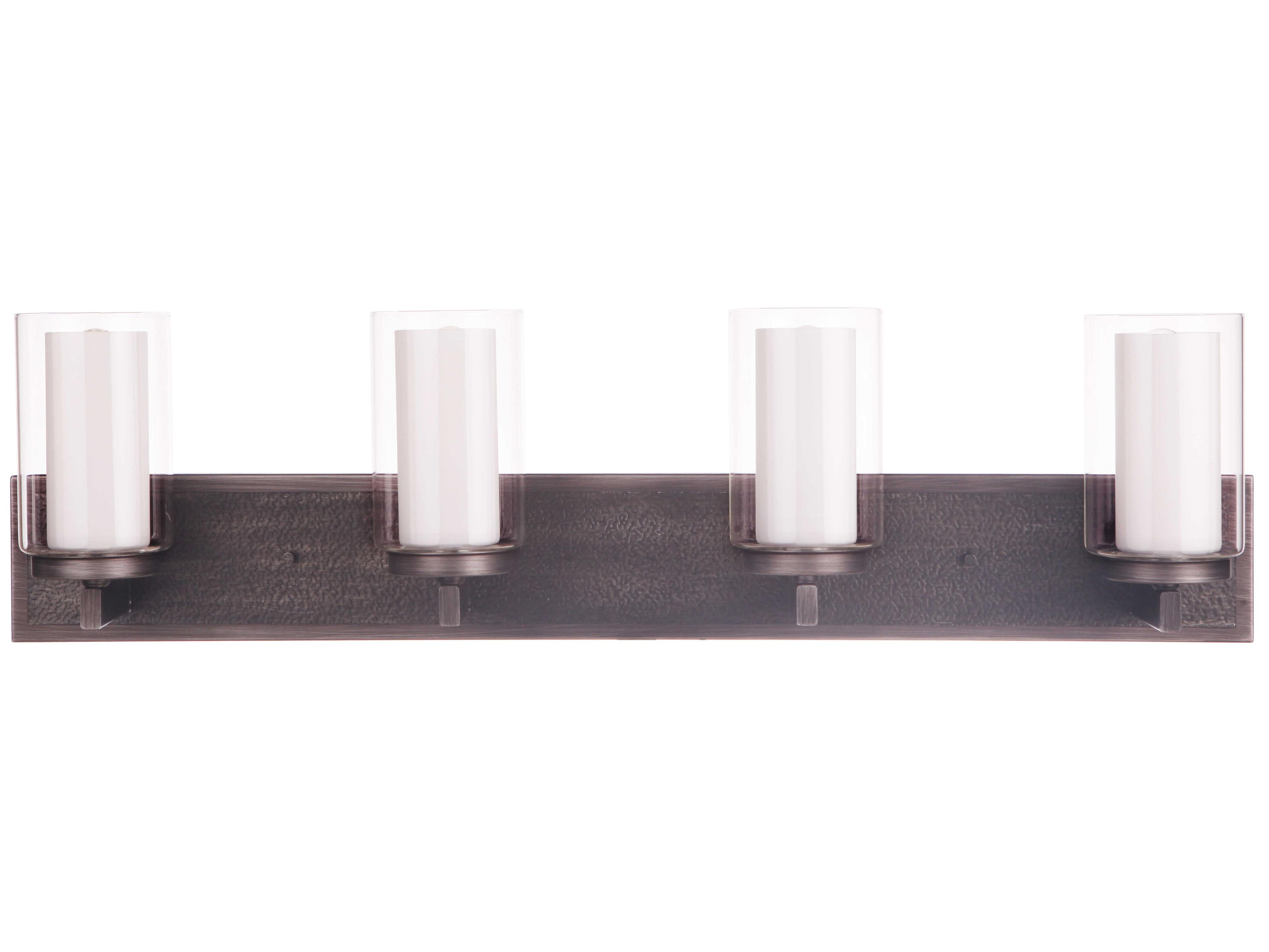 Craftmade Texture 4-Light Natural Iron Vintage Gray Glass Vanity Light