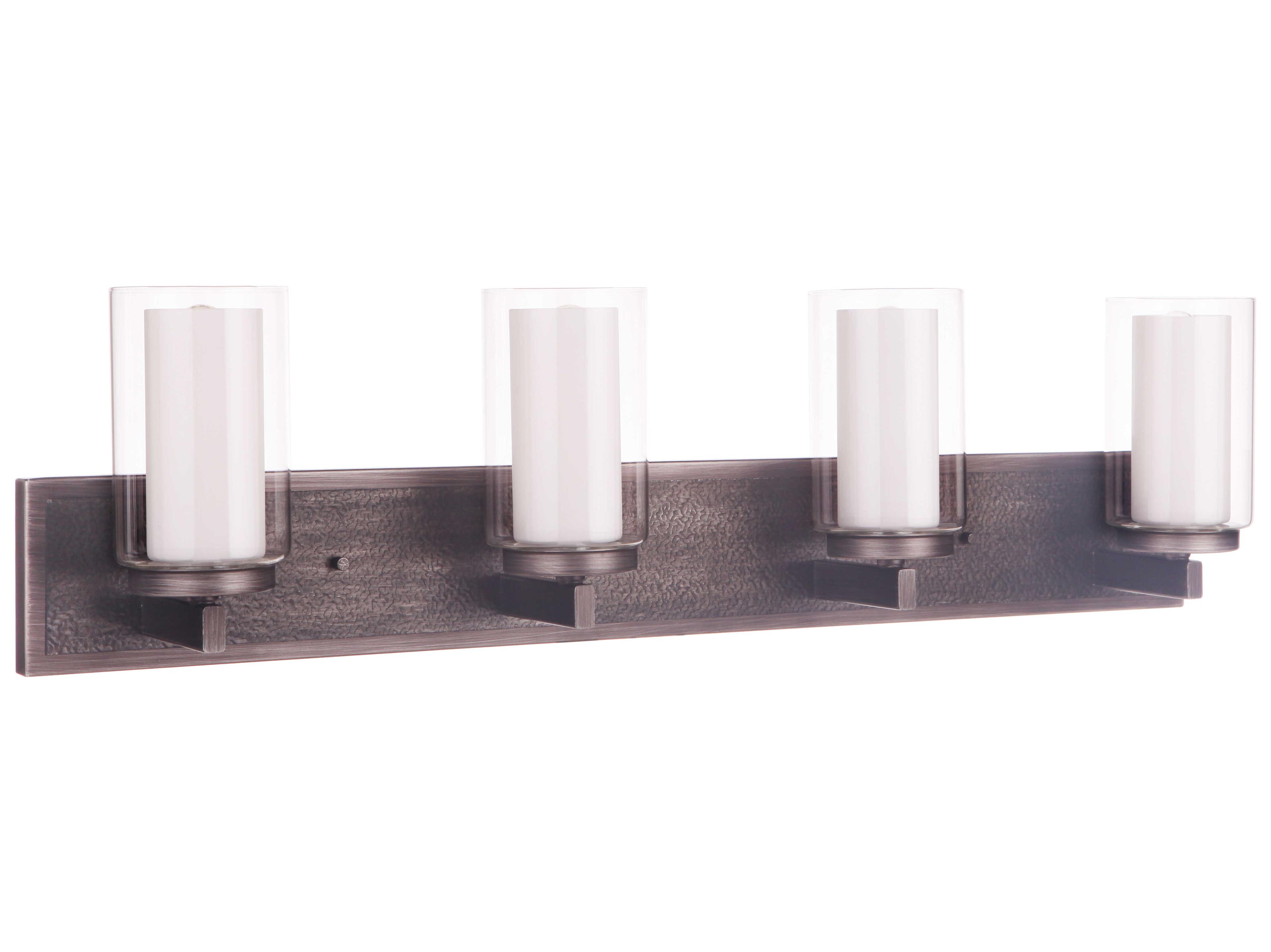 Craftmade Texture 4-Light Natural Iron Vintage Gray Glass Vanity Light