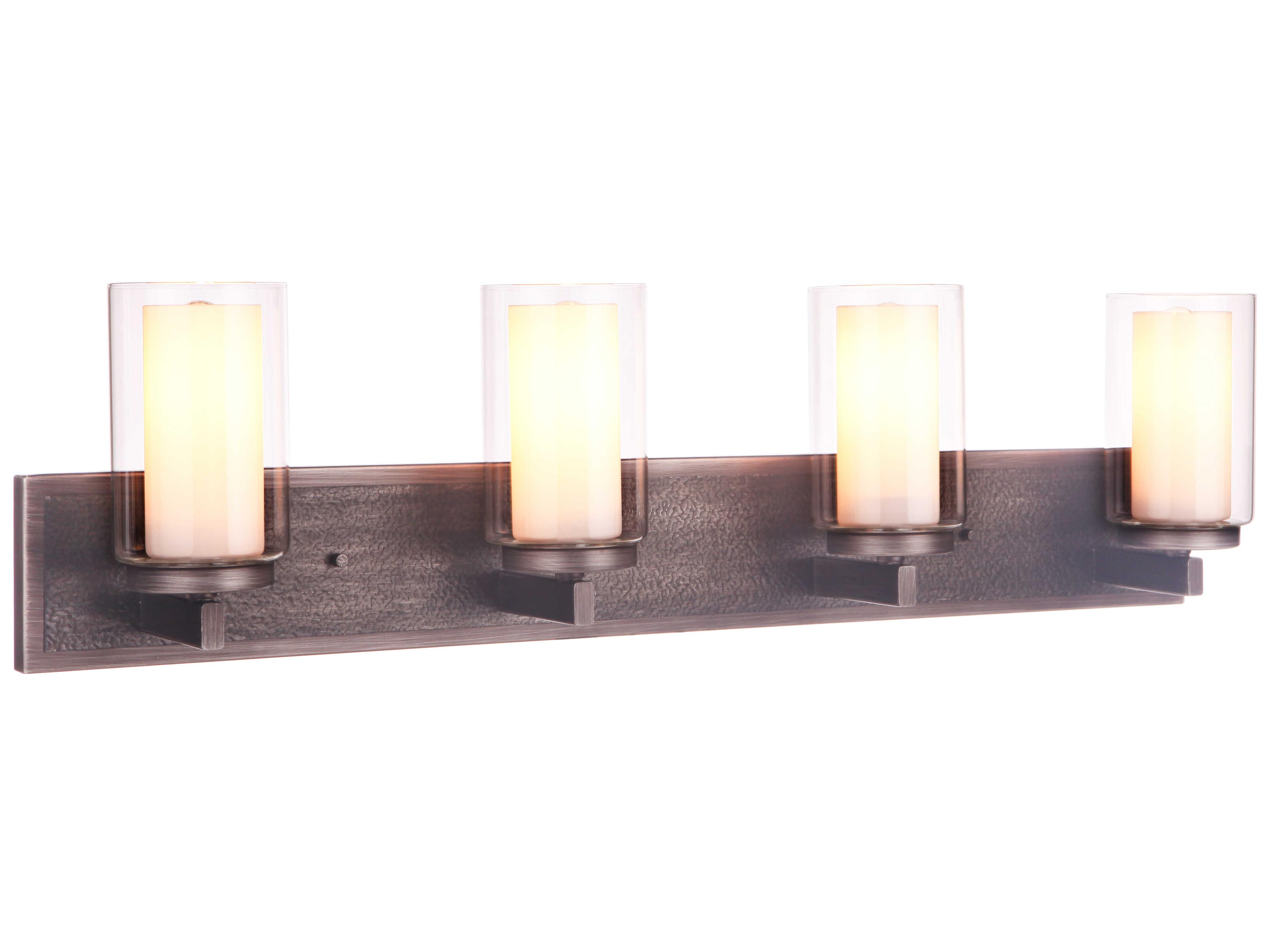 Craftmade Texture 4-Light Natural Iron Vintage Gray Glass Vanity Light