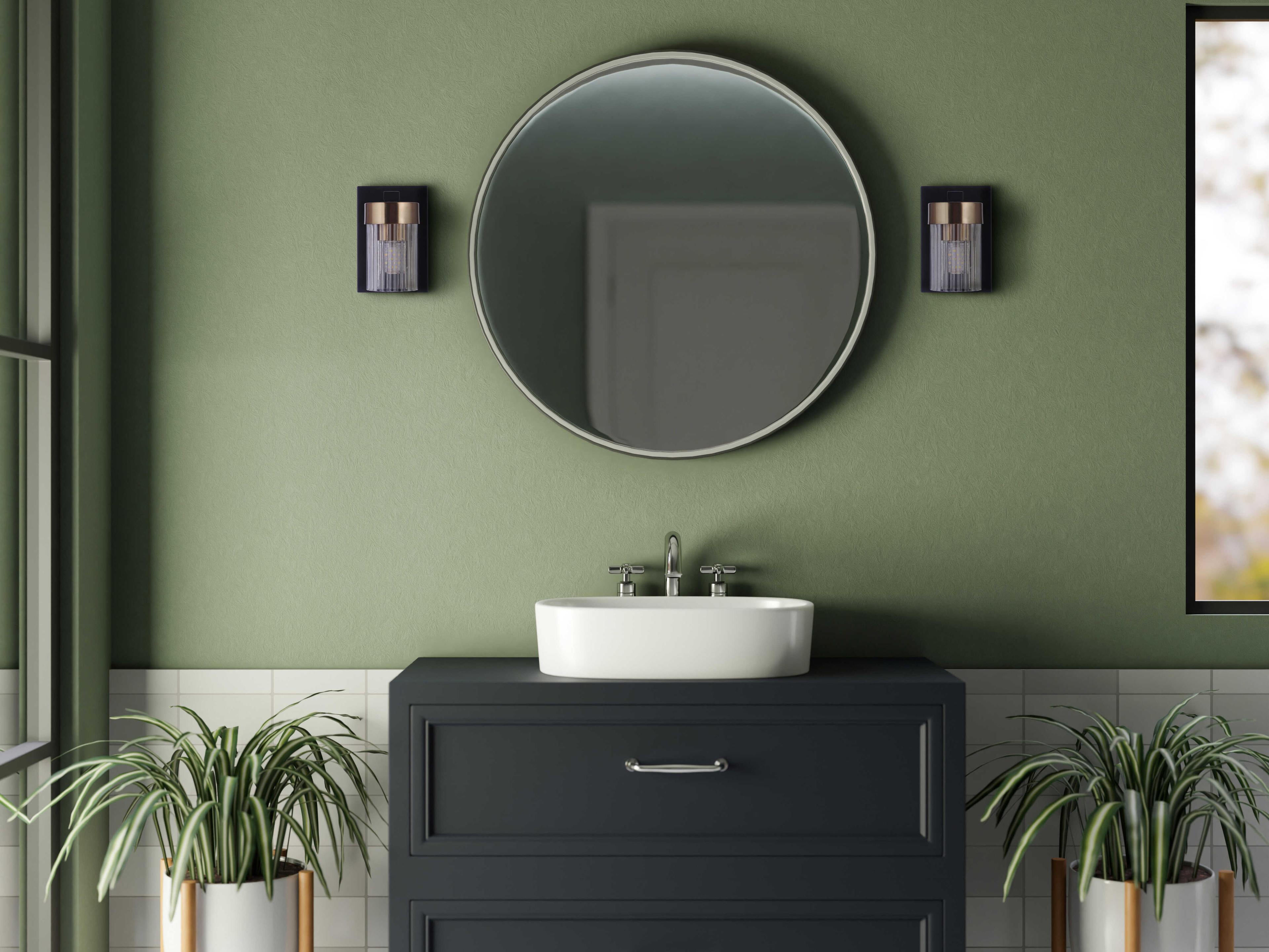 Craftmade Bond Street 1-Light Flat Black Satin Brass Wall Sconce