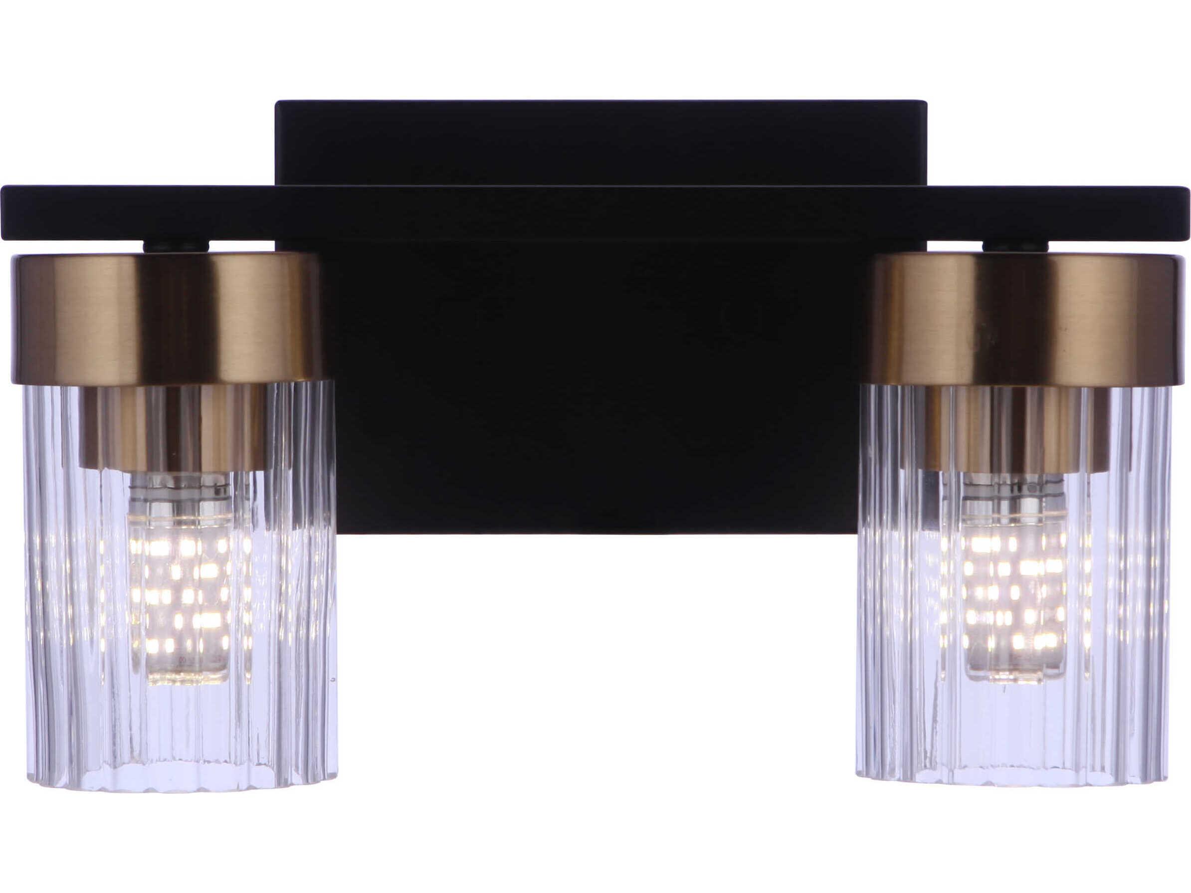 Craftmade Bond Street 2-Light Flat Black Satin Brass Vanity Light