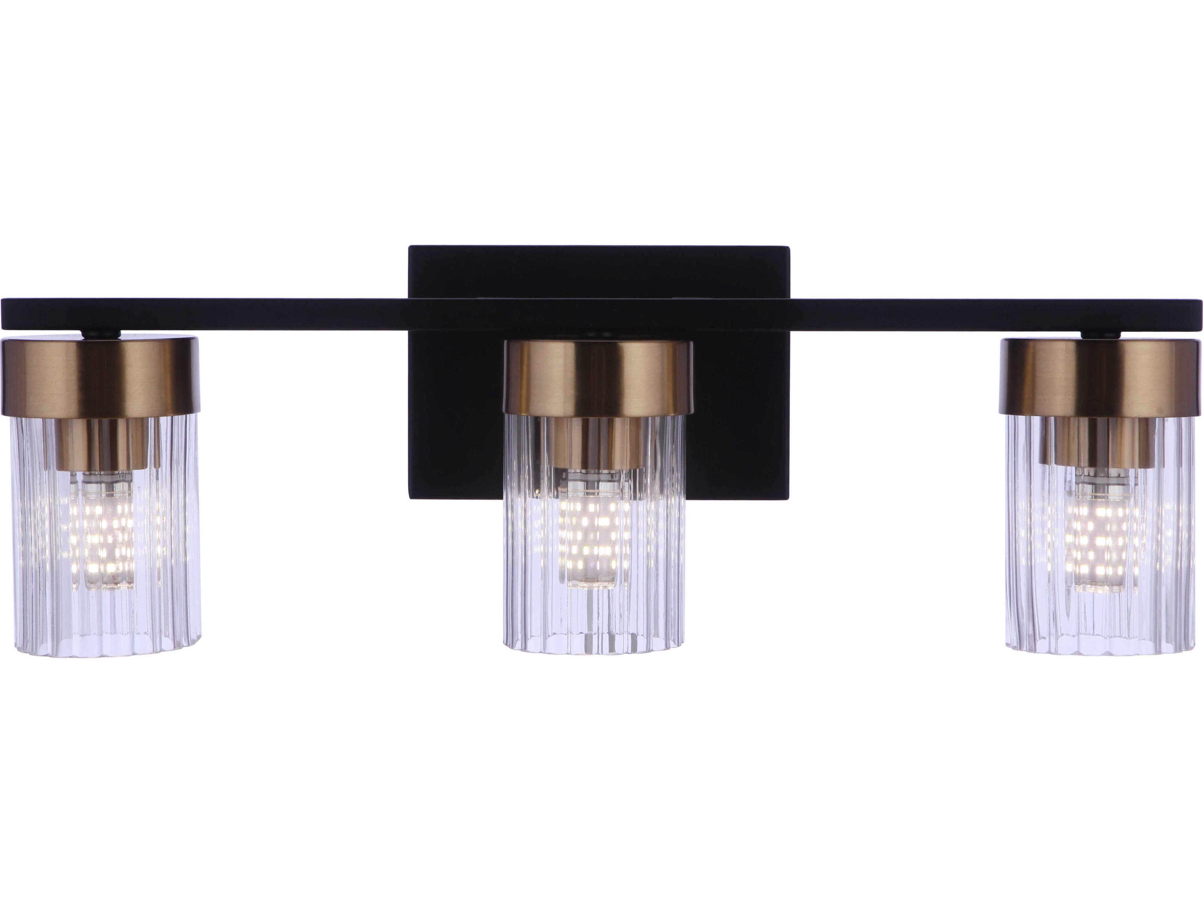 Craftmade Bond Street 3-Light Flat Black Satin Brass Vanity Light