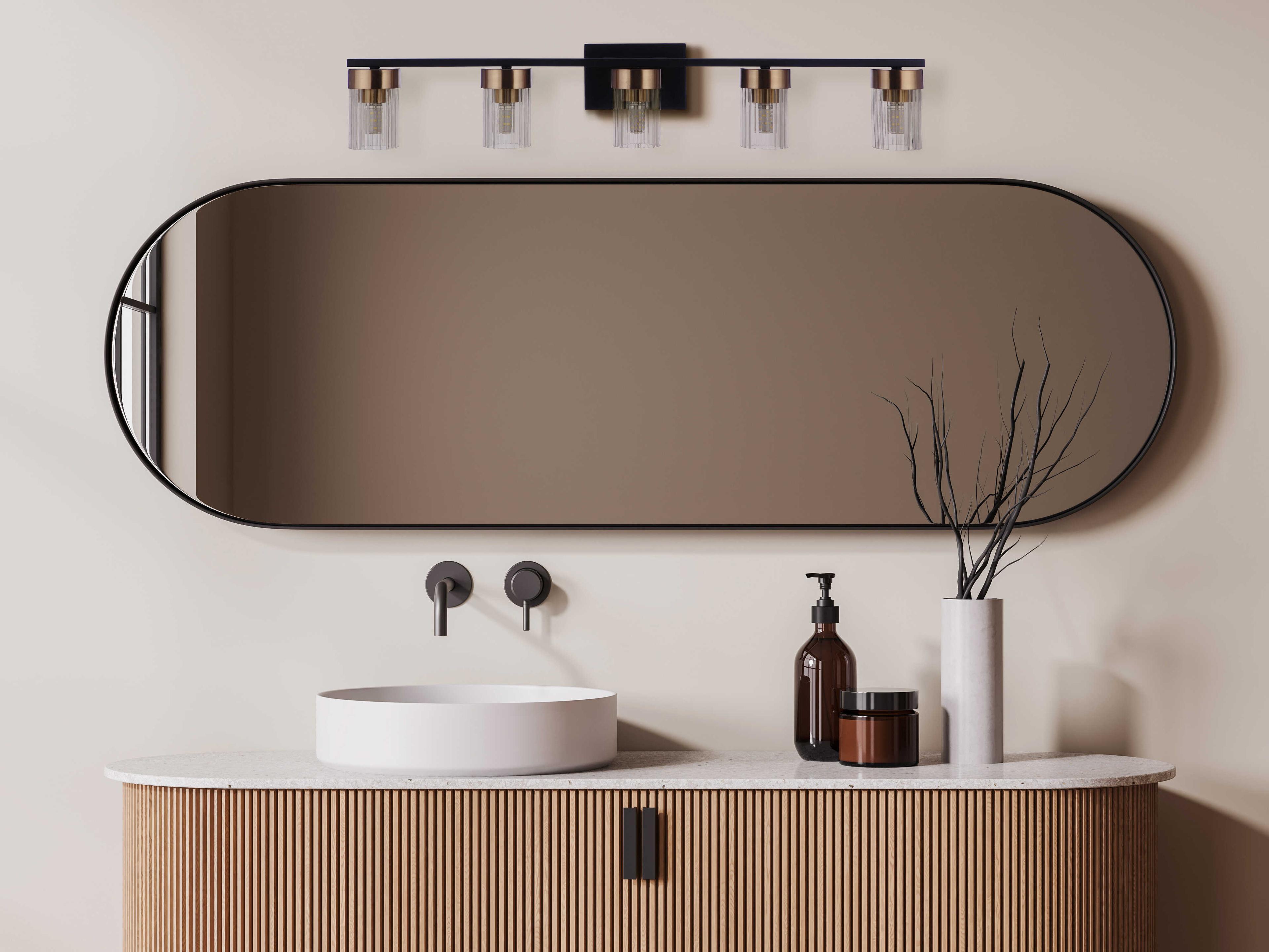 Craftmade Bond Street 5-Light Flat Black Satin Brass Vanity Light