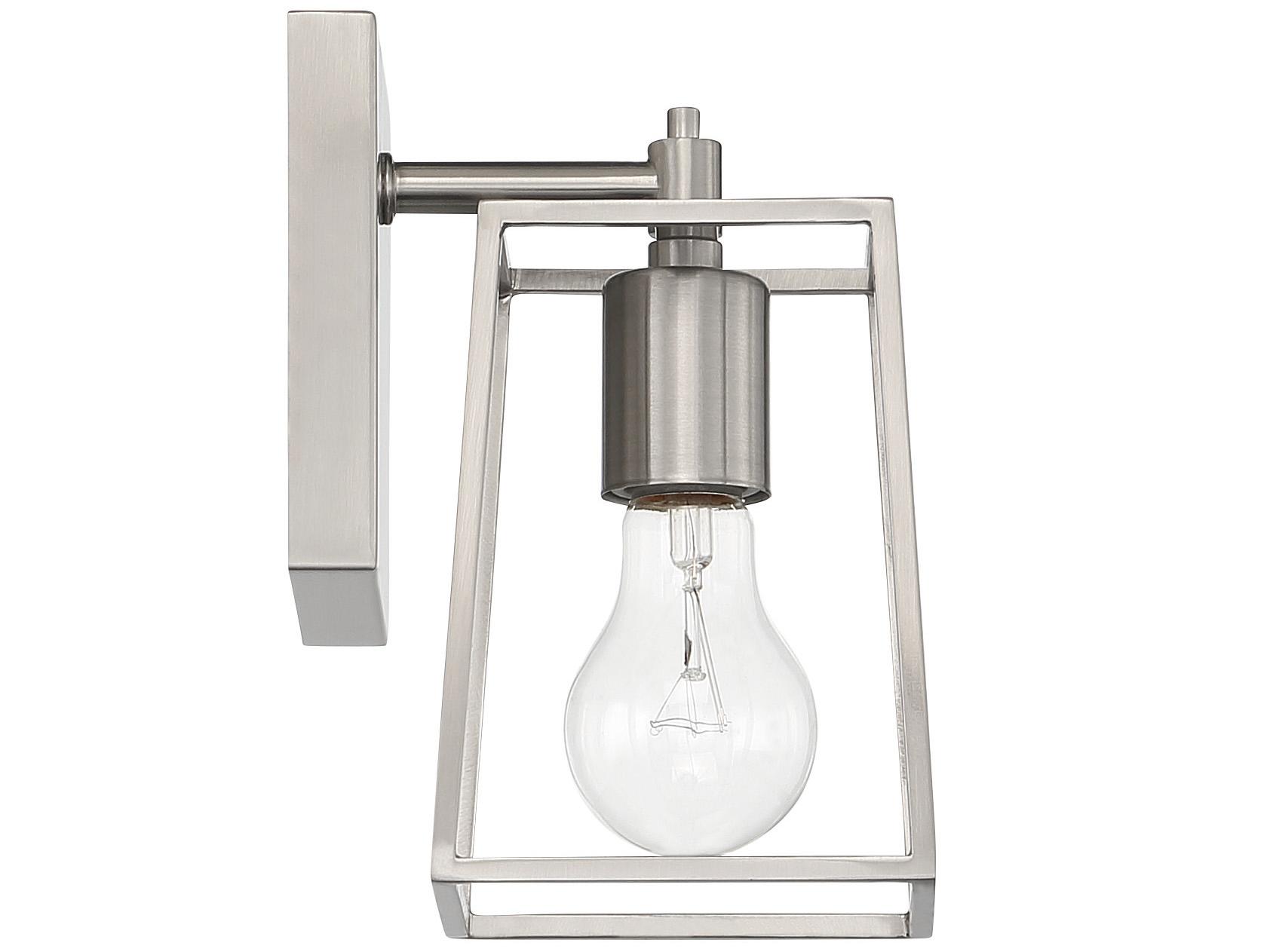 Craftmade Dunn 1-Light Brushed Polished Nickel Glass Vanity Light