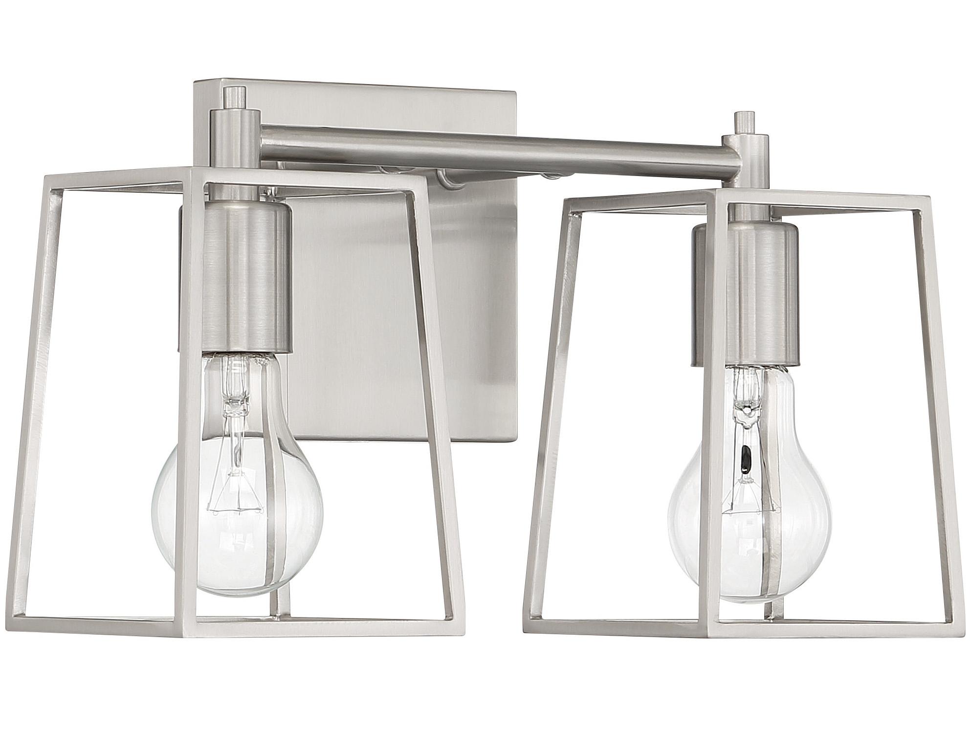 Craftmade Dunn 2-Light Brushed Polished Nickel Glass Vanity Light