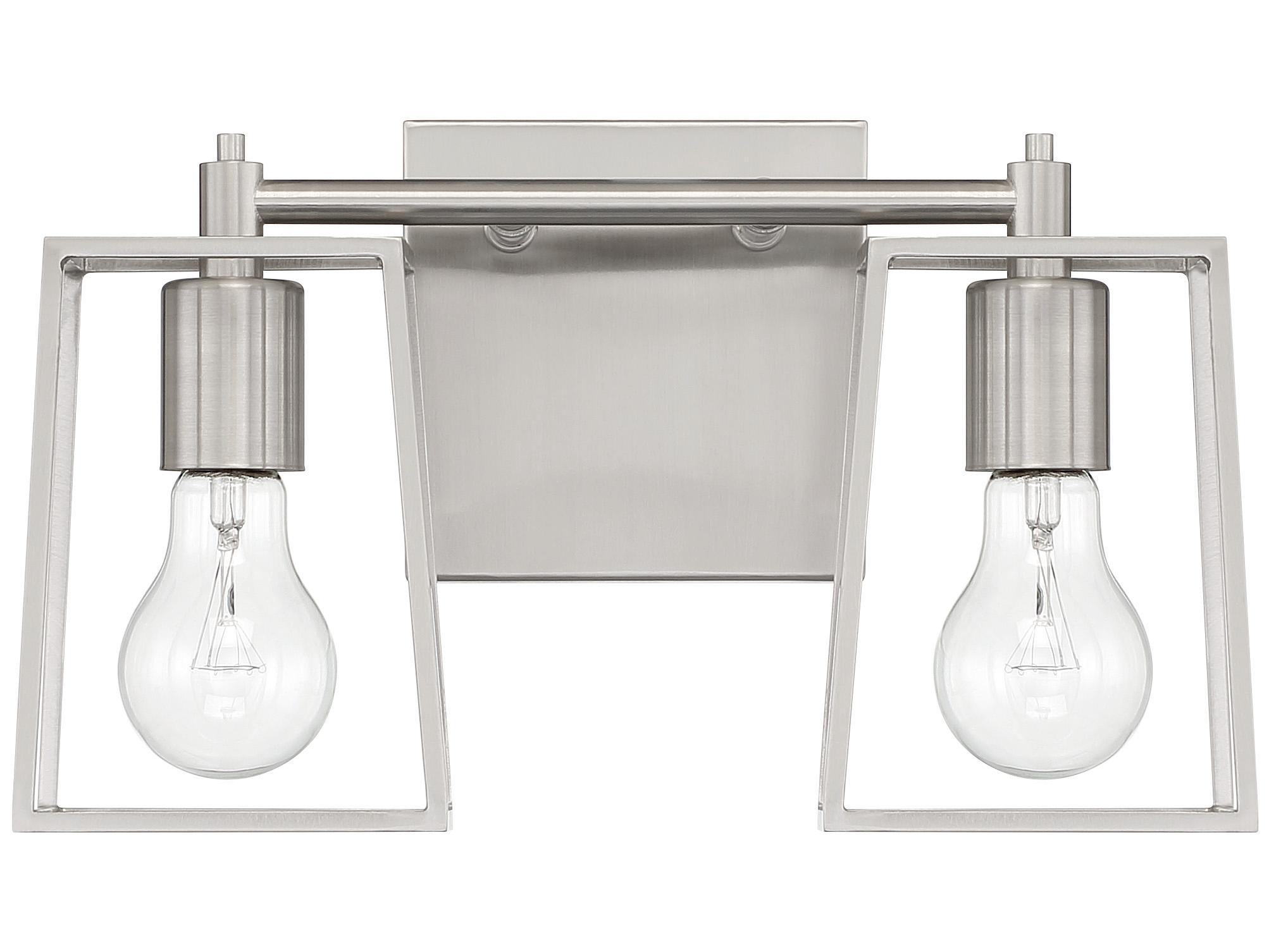 Craftmade Dunn 2-Light Brushed Polished Nickel Glass Vanity Light