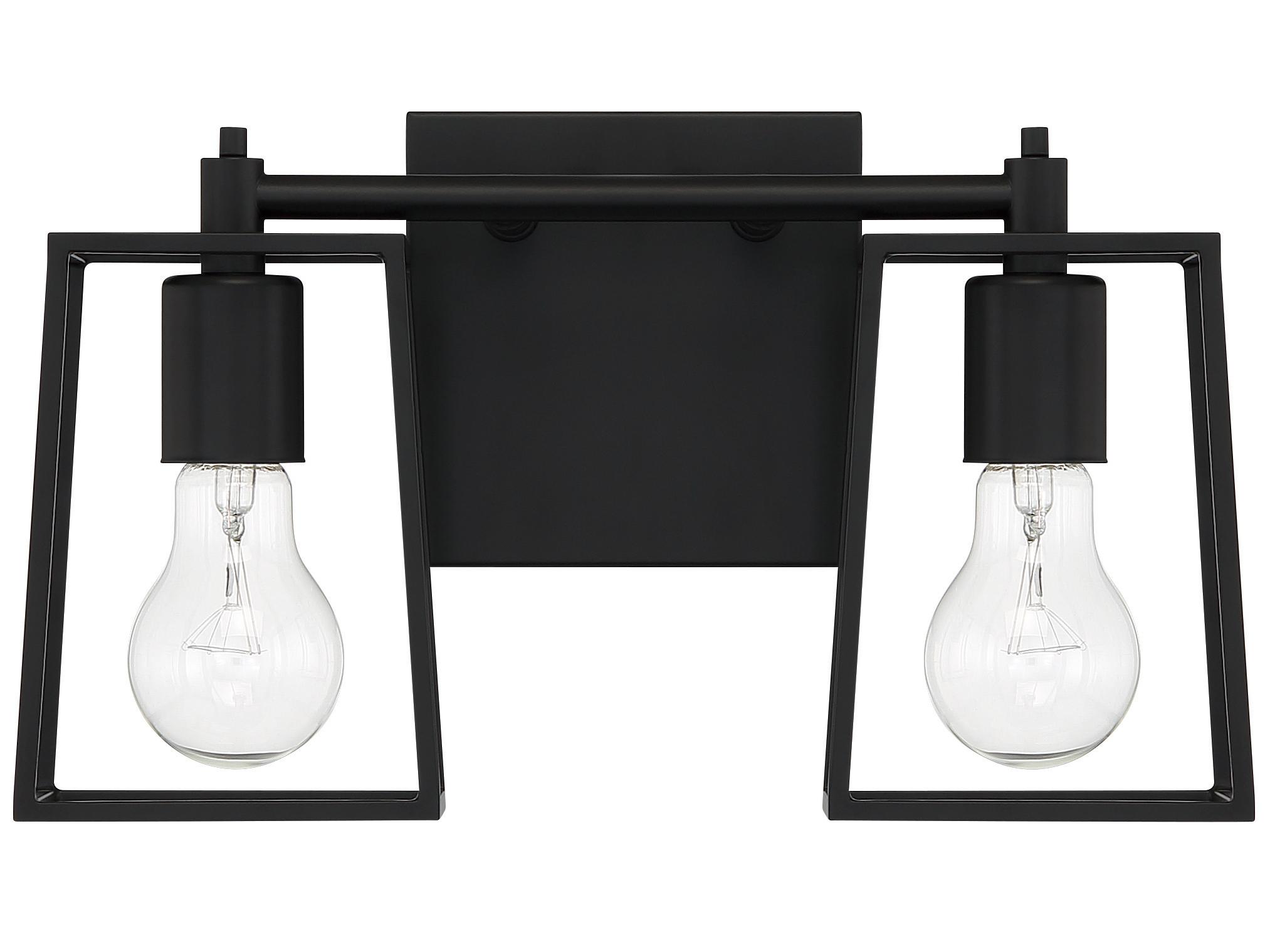 Craftmade Dunn 2-Light Flat Black Glass Vanity Light