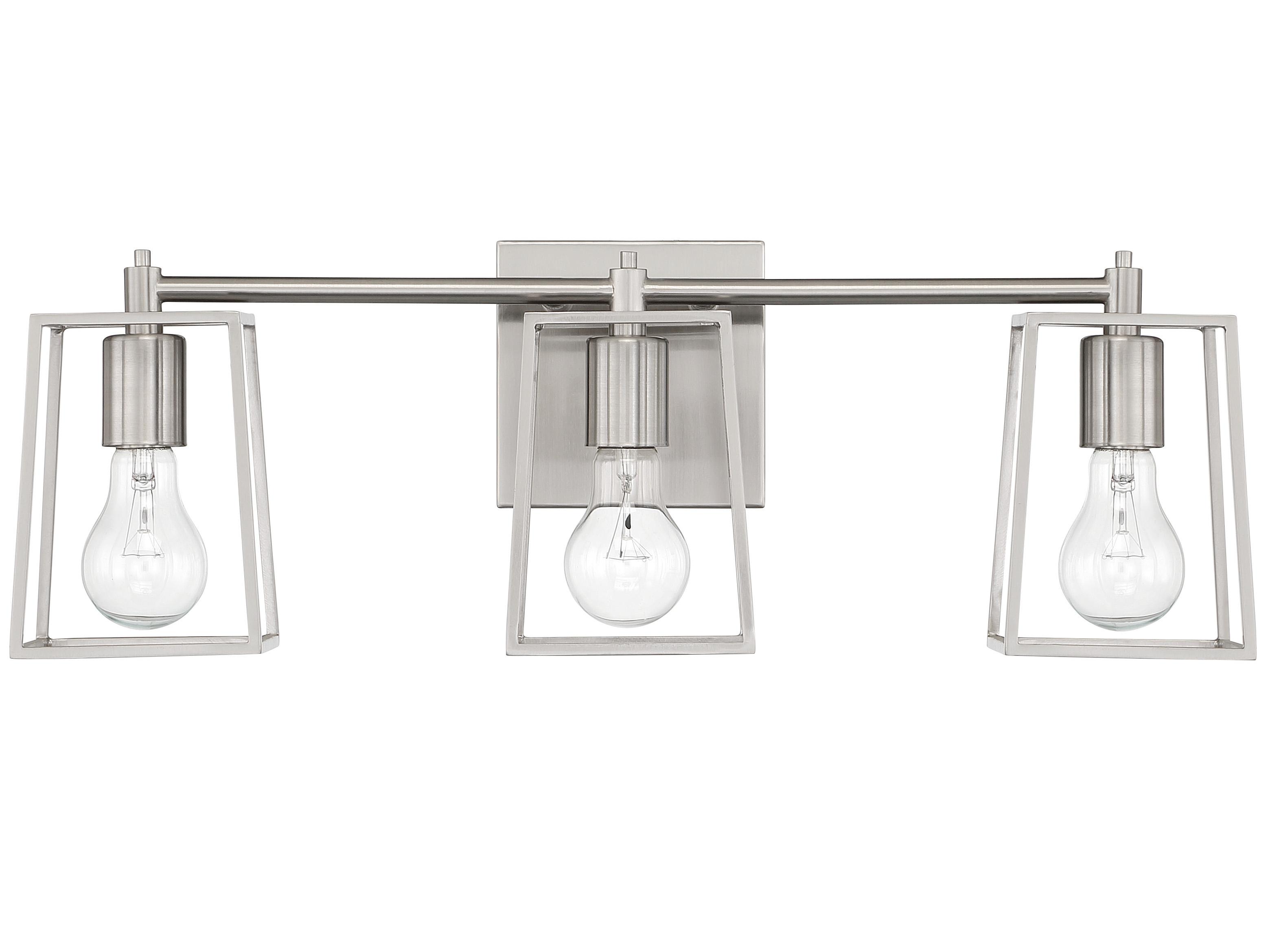 Craftmade Dunn 3-Light Brushed Polished Nickel Glass Vanity Light