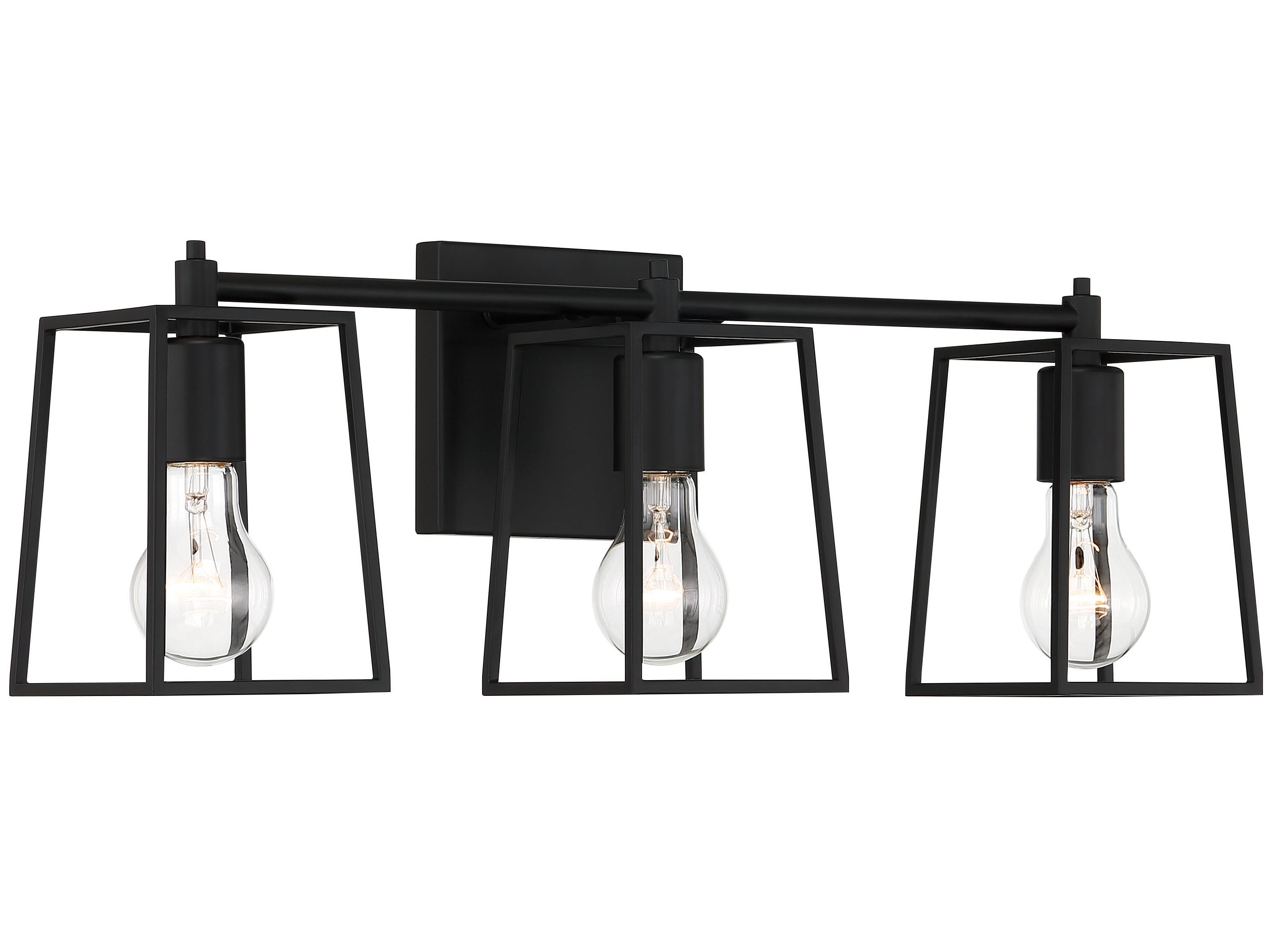 Craftmade Dunn 3-Light Flat Black Glass Vanity Light