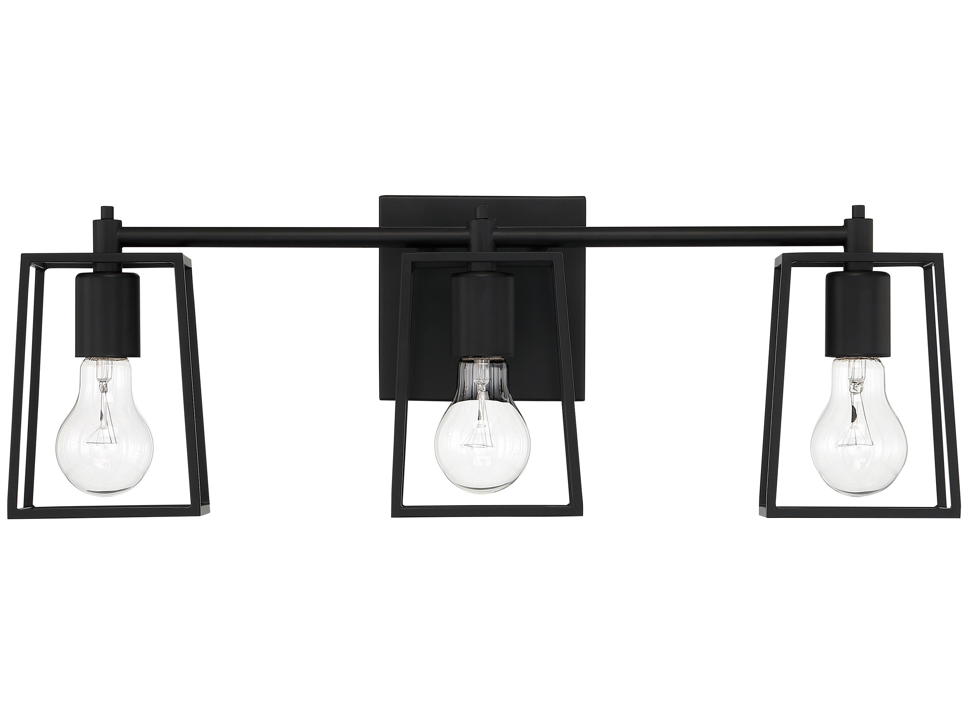 Craftmade Dunn 3-Light Flat Black Glass Vanity Light