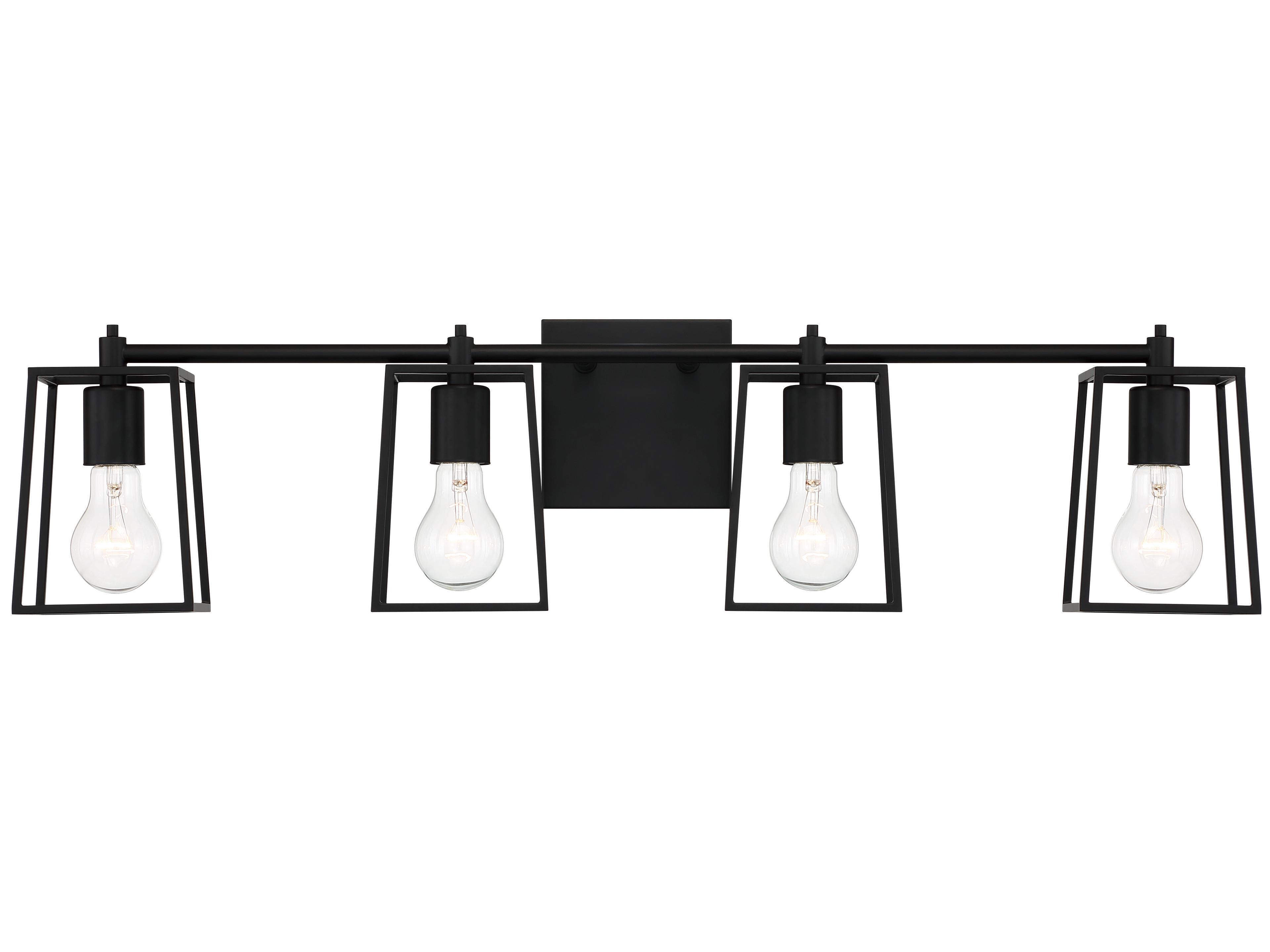 Craftmade Dunn 4-Light Flat Black Glass Vanity Light