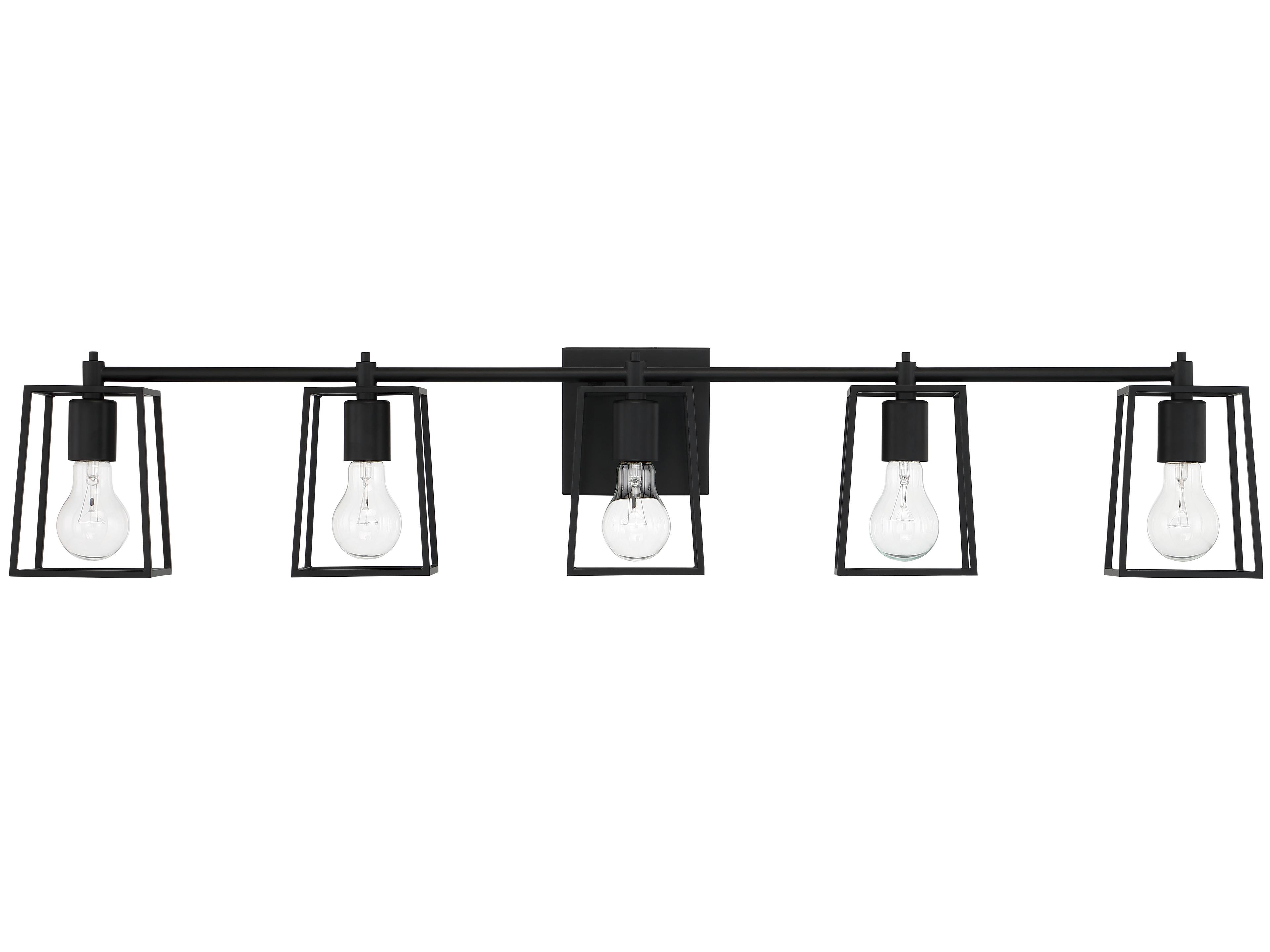 Craftmade Dunn 5-Light Flat Black Glass Vanity Light