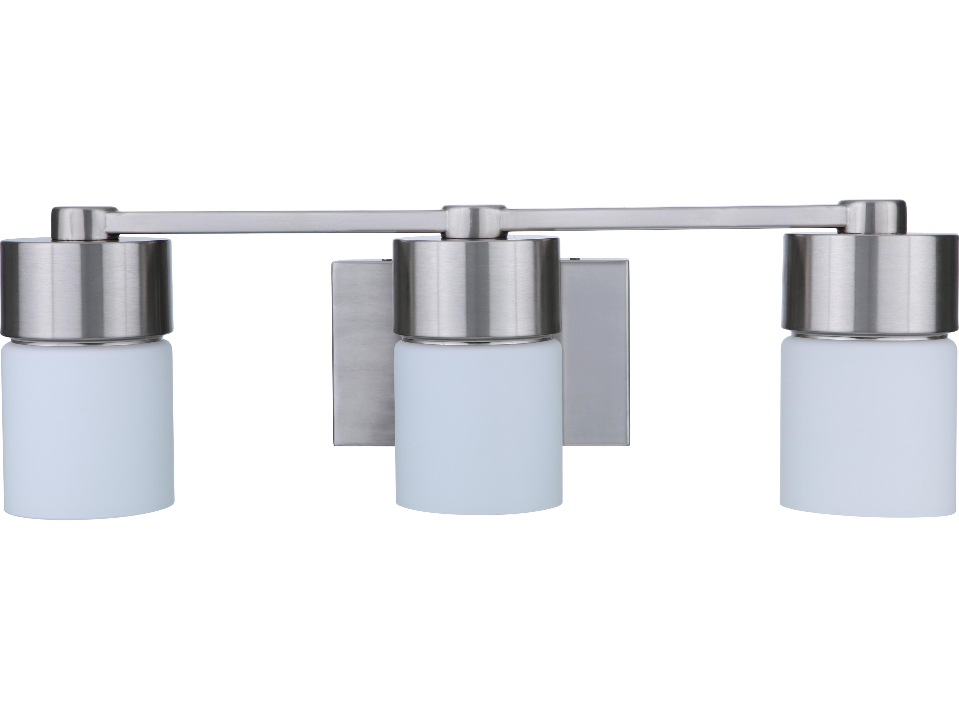 Craftmade District 3-Light Brushed Polished Nickel Glass Vanity Light