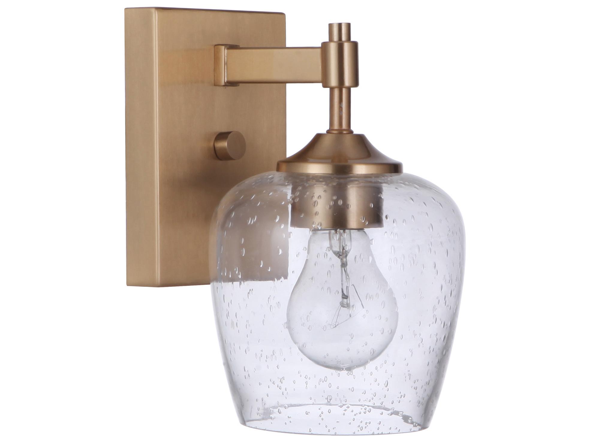 Craftmade Stellen 1-Light Satin Brass Glass Vanity Light
