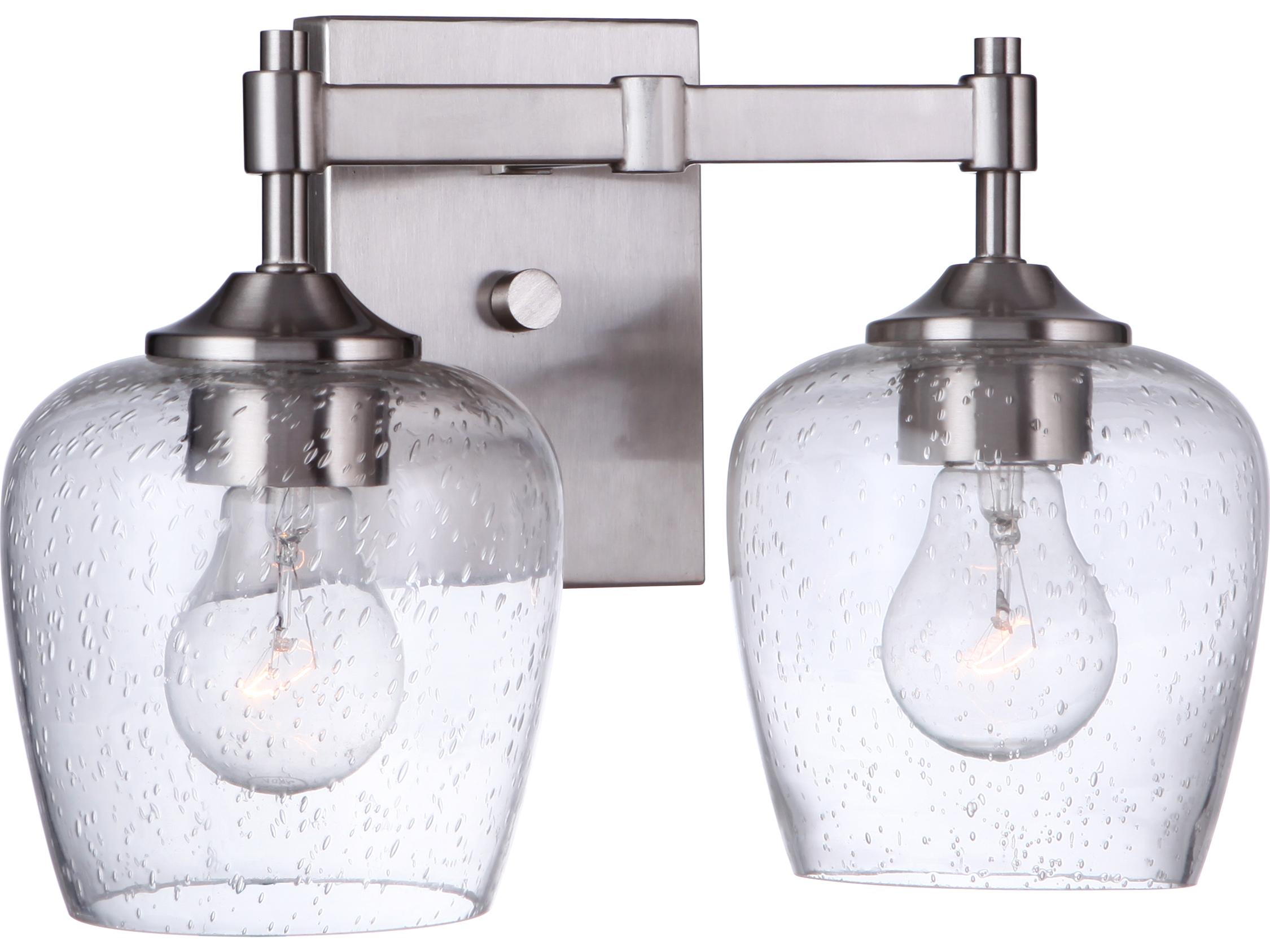 Craftmade Stellen 2-Light Brushed Polished Nickel Glass Vanity Light