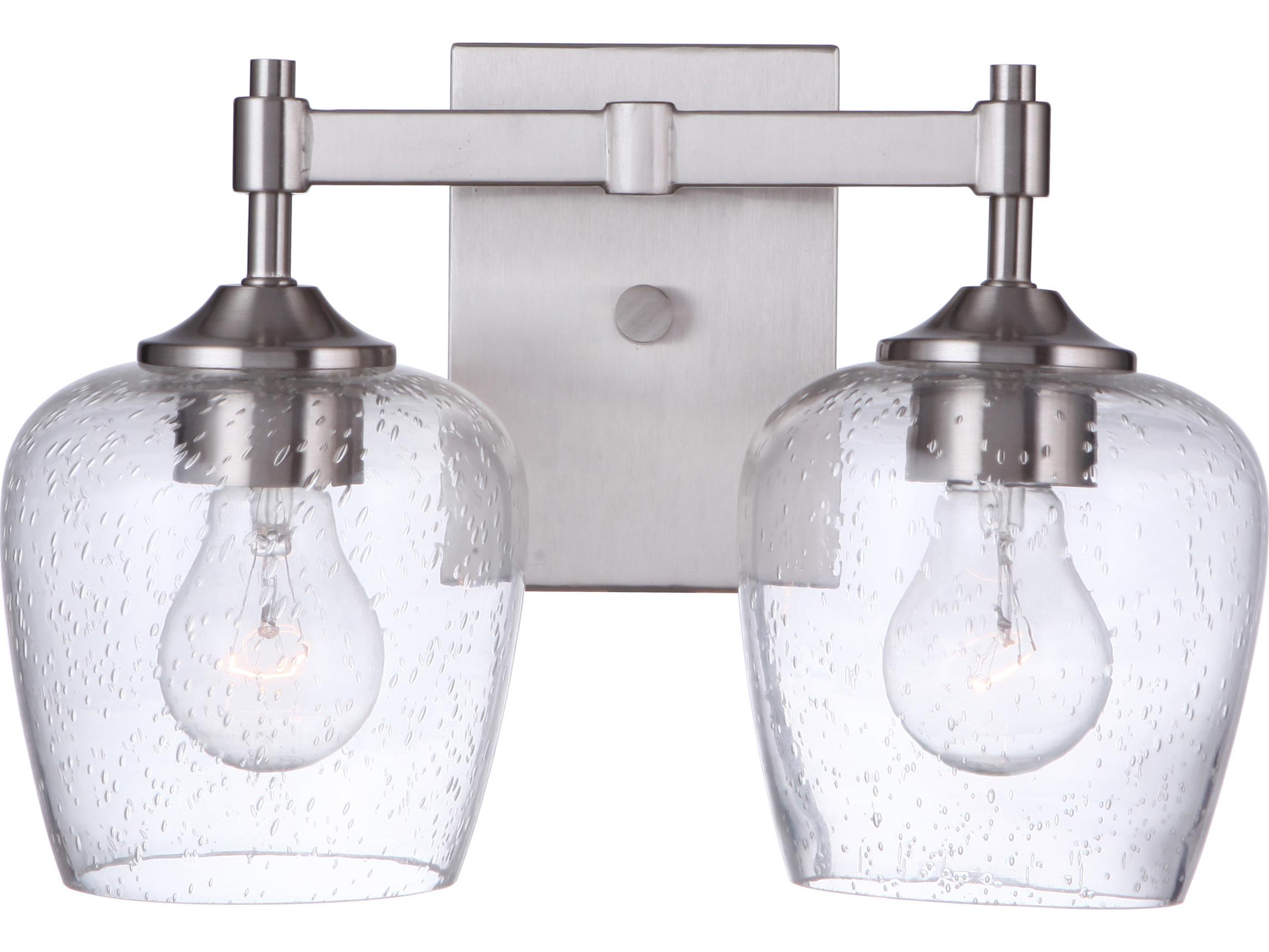 Craftmade Stellen 2-Light Brushed Polished Nickel Glass Vanity Light