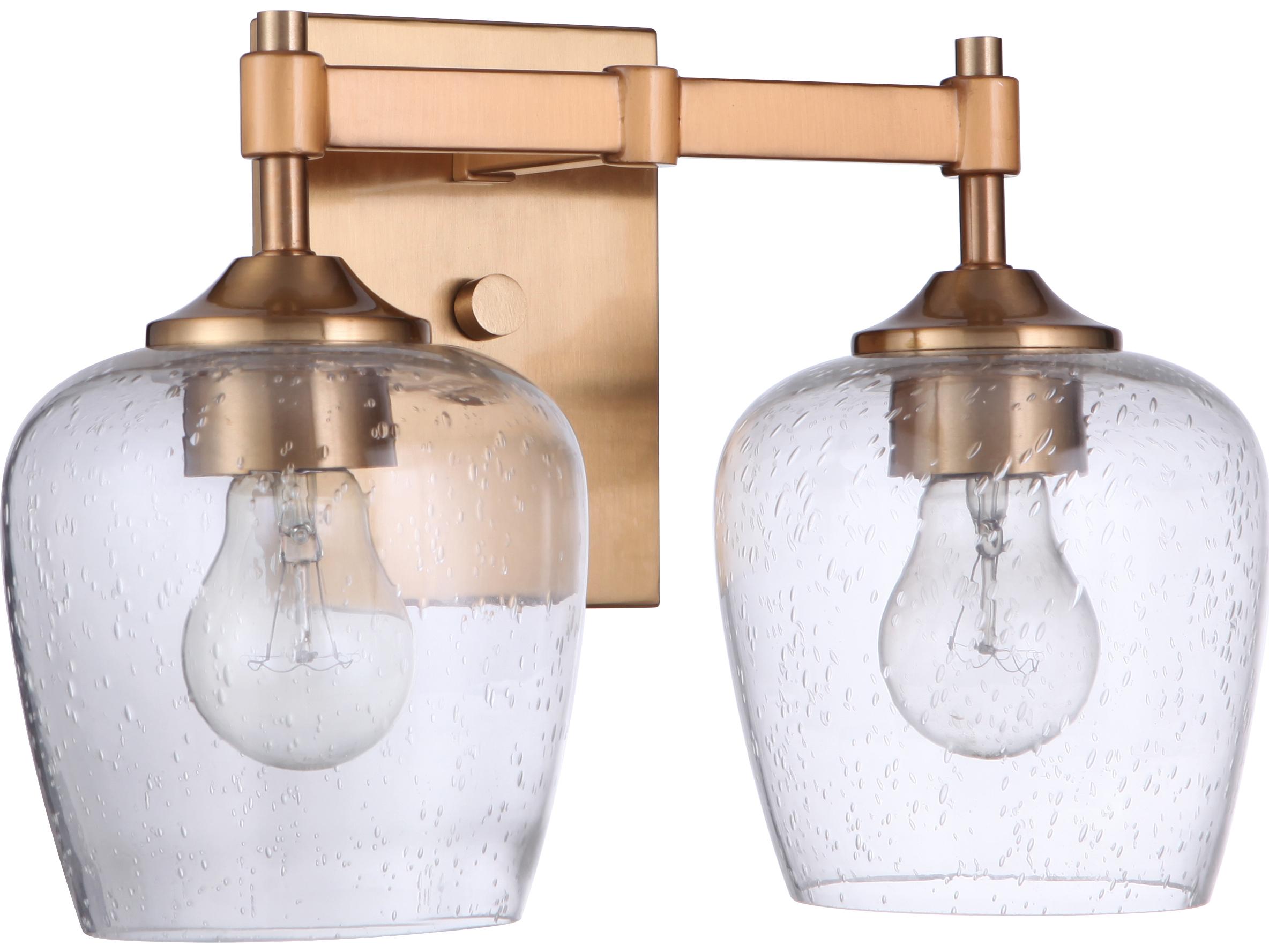 Craftmade Stellen 2-Light Satin Brass Glass Vanity Light