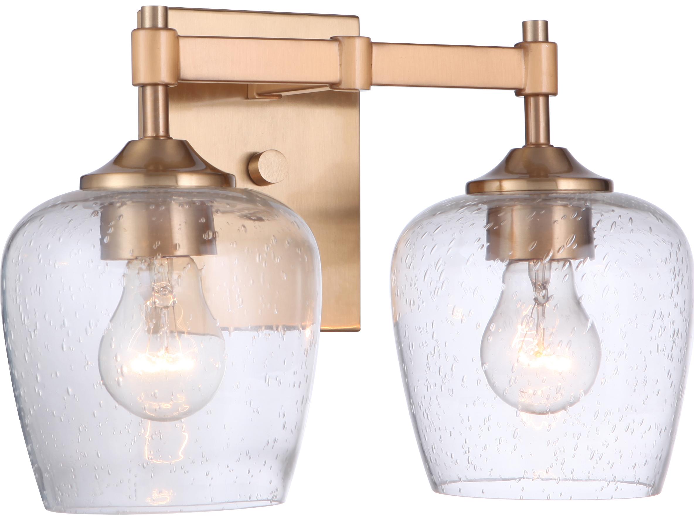 Craftmade Stellen 2-Light Satin Brass Glass Vanity Light