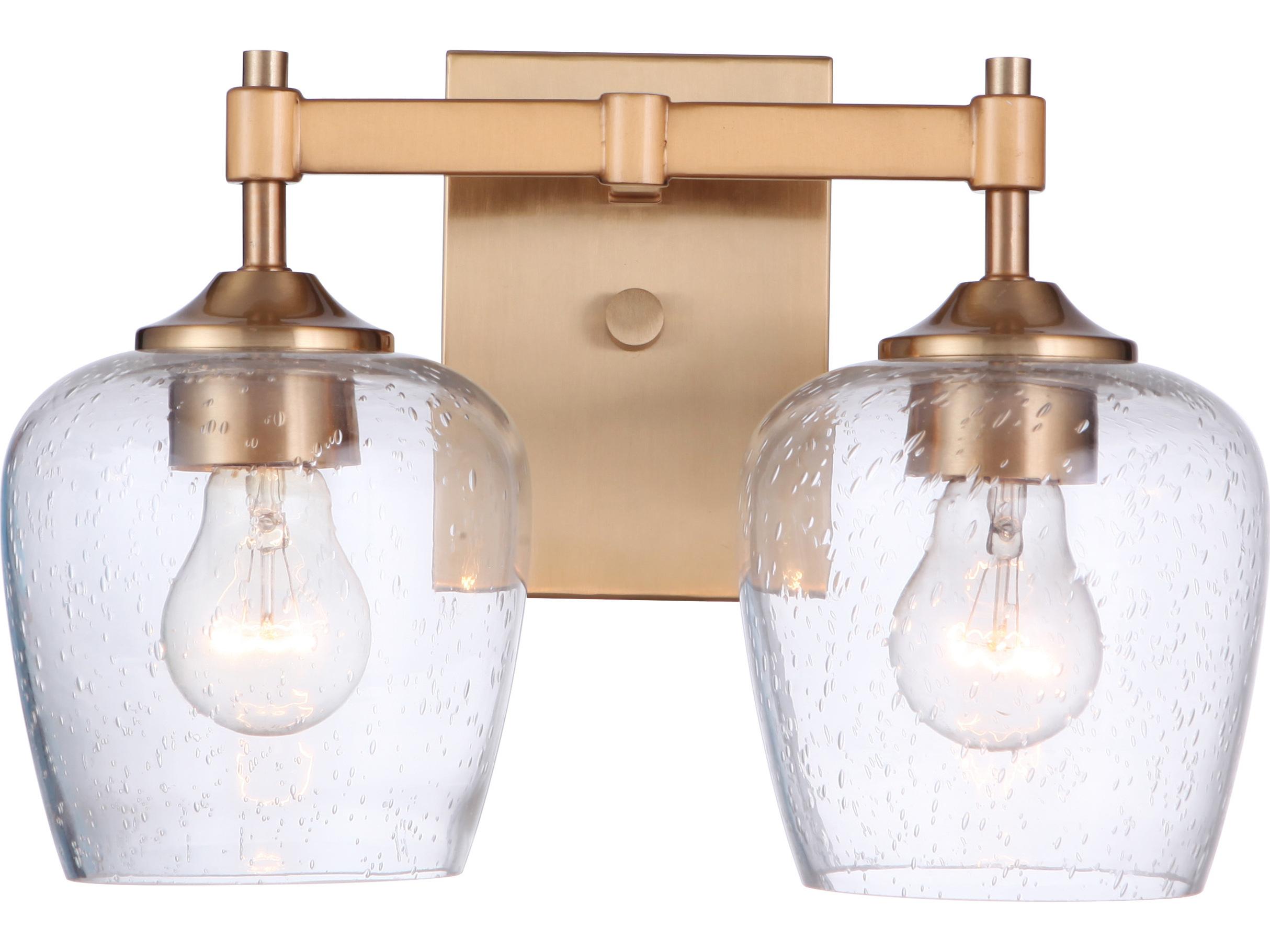 Craftmade Stellen 2-Light Satin Brass Glass Vanity Light