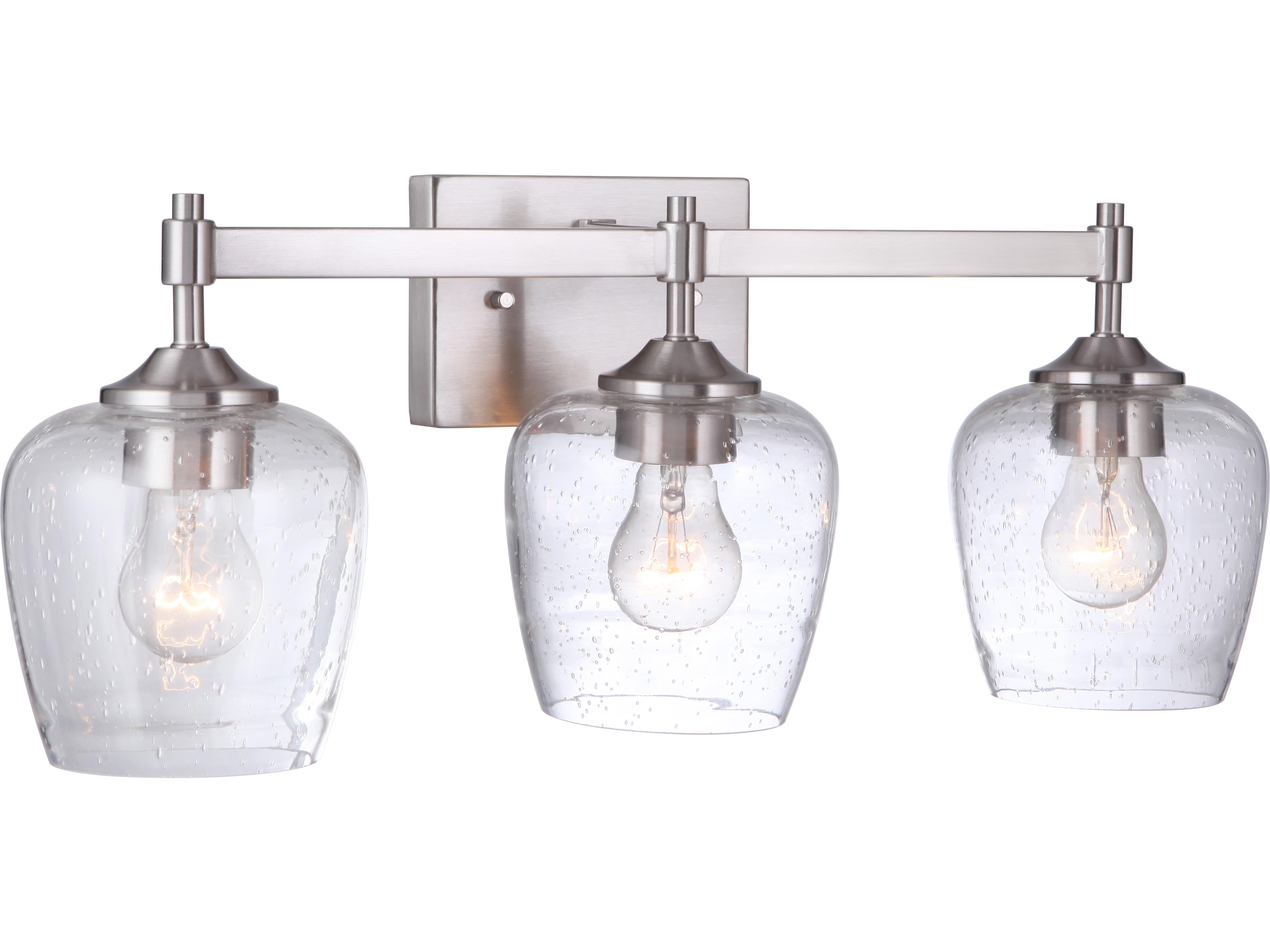 Craftmade Stellen 3-Light Brushed Polished Nickel Glass Vanity Light