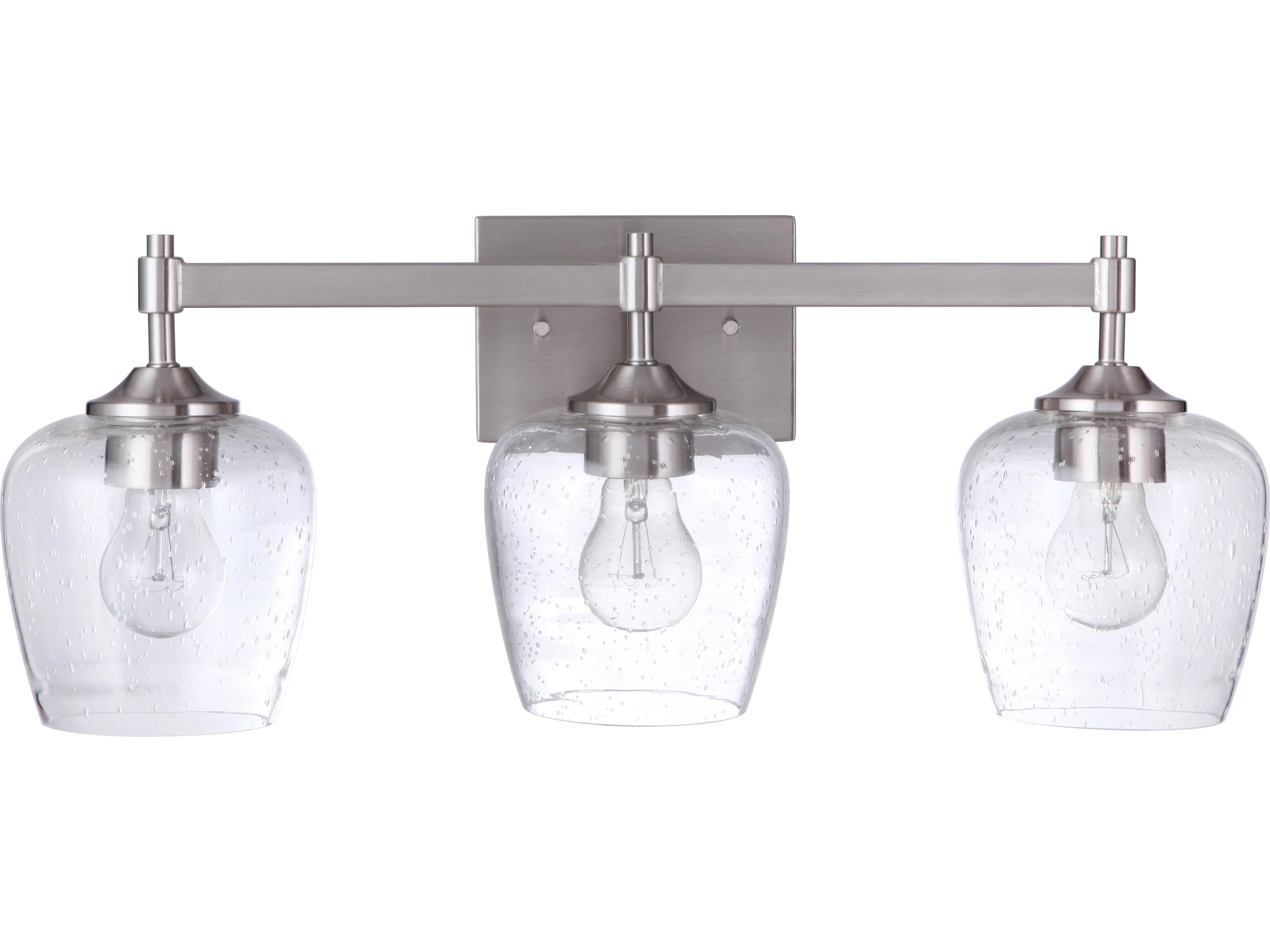 Craftmade Stellen 3-Light Brushed Polished Nickel Glass Vanity Light