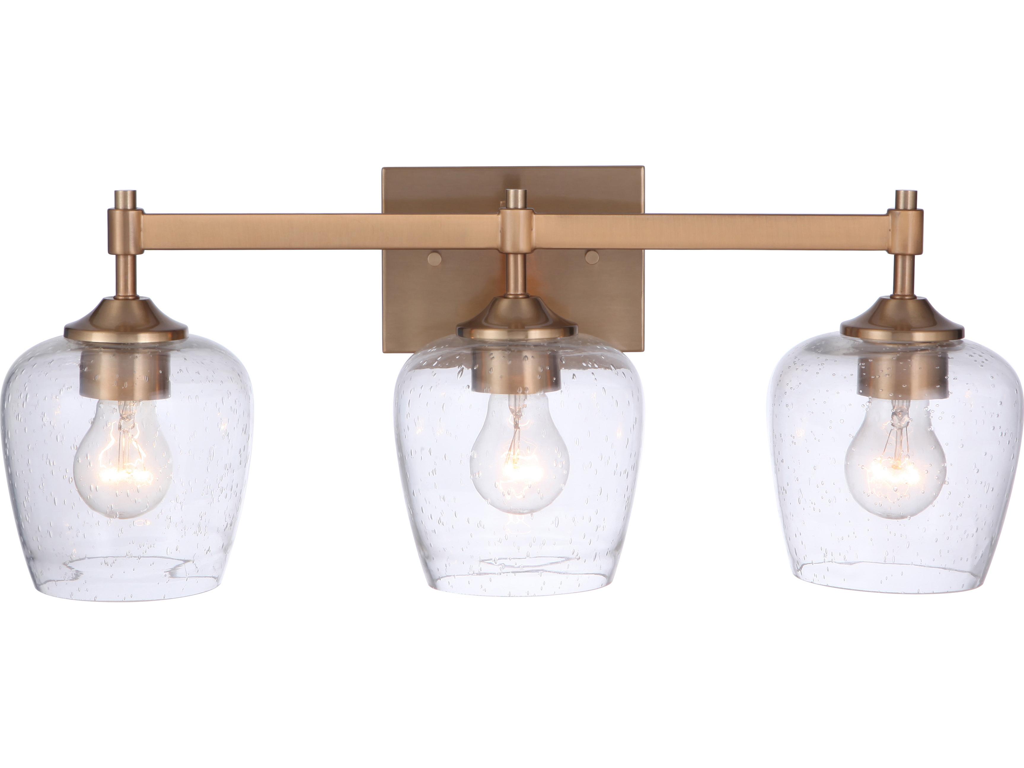 Craftmade Stellen 3-Light Satin Brass Glass Vanity Light