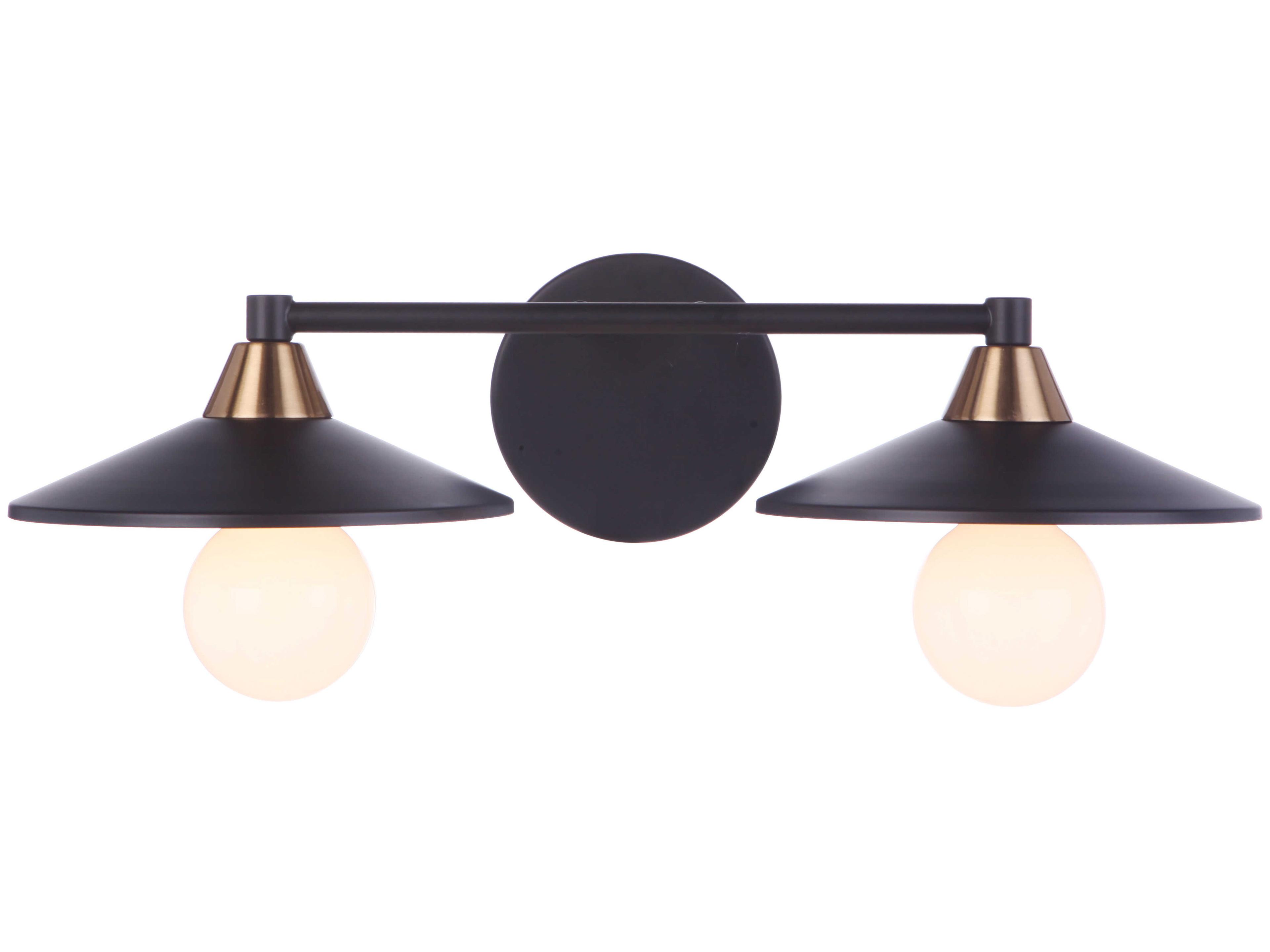 Craftmade Isaac 2-Light Flat Black Satin Brass Vanity Light