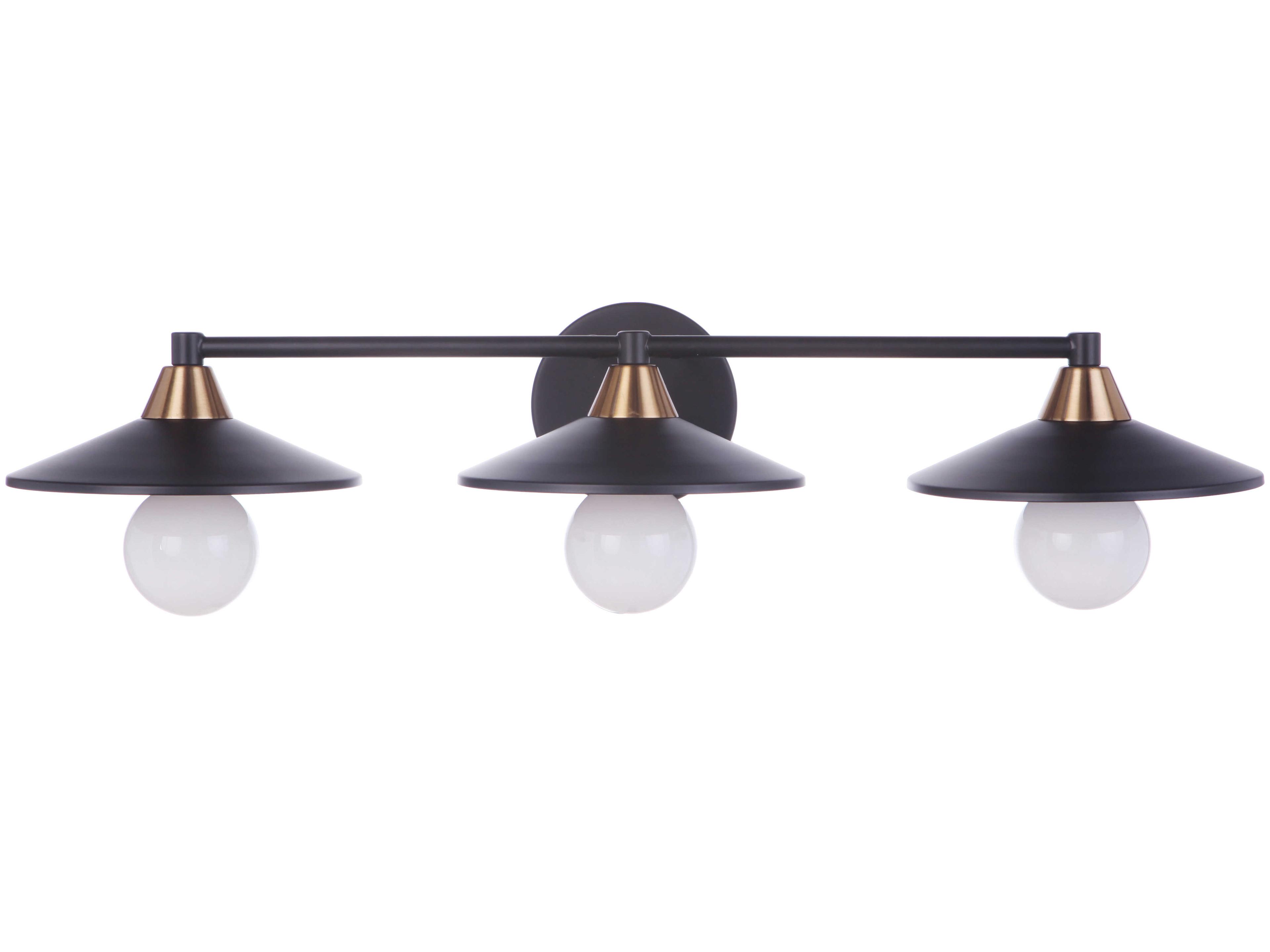 Craftmade Isaac 3-Light Flat Black Satin Brass Vanity Light