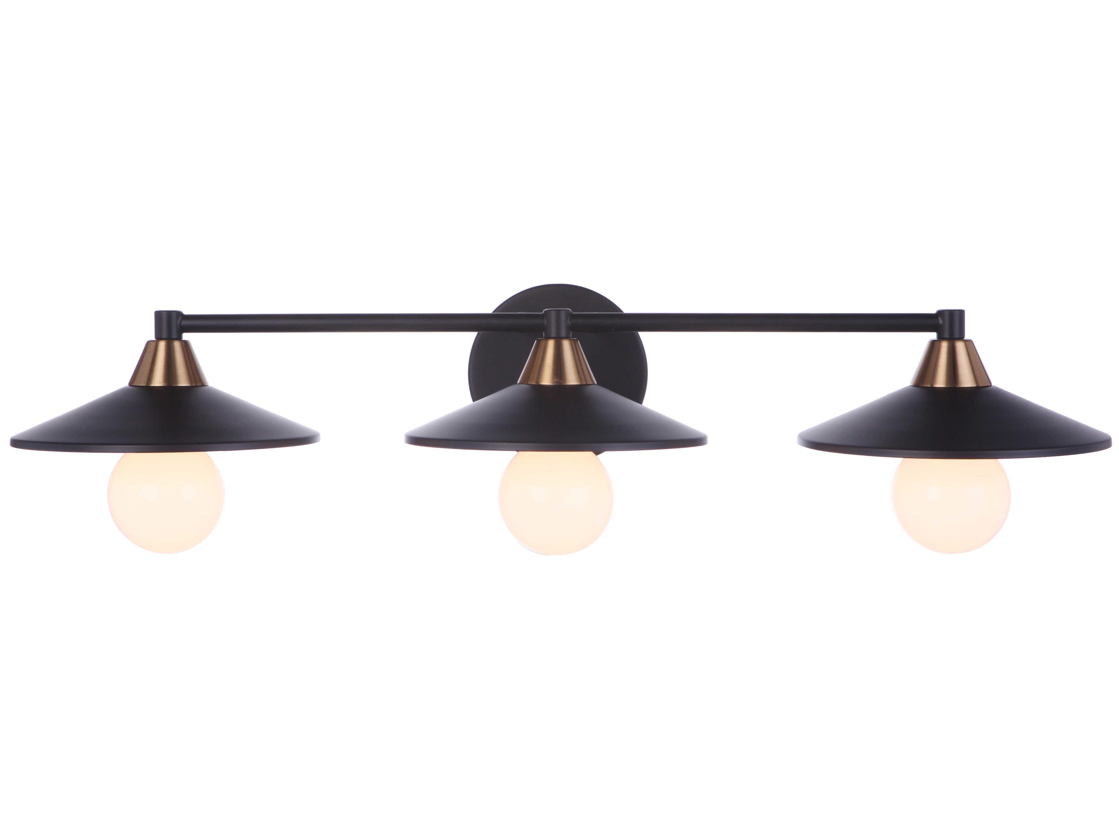 Craftmade Isaac 3-Light Flat Black Satin Brass Vanity Light