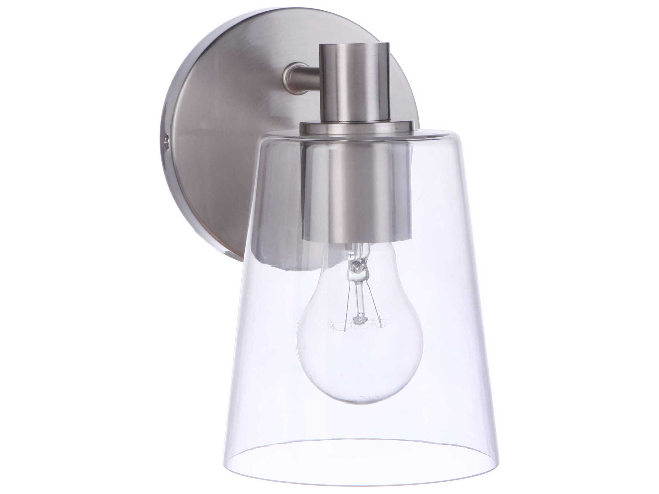 Craftmade Emilio 1-Light Brushed Polished Nickel Glass Vanity Light