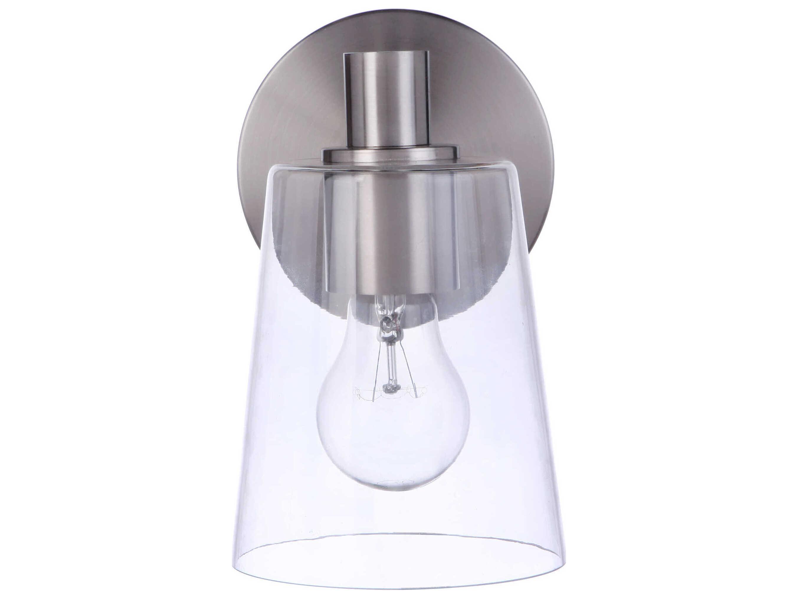 Craftmade Emilio 1-Light Brushed Polished Nickel Glass Vanity Light