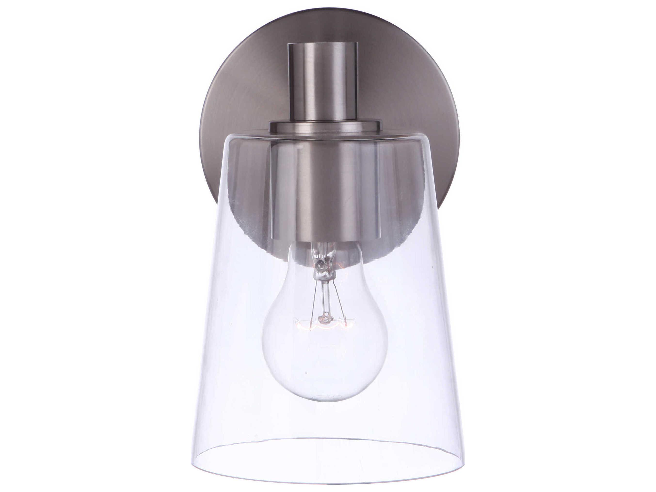 Craftmade Emilio 1-Light Brushed Polished Nickel Glass Vanity Light