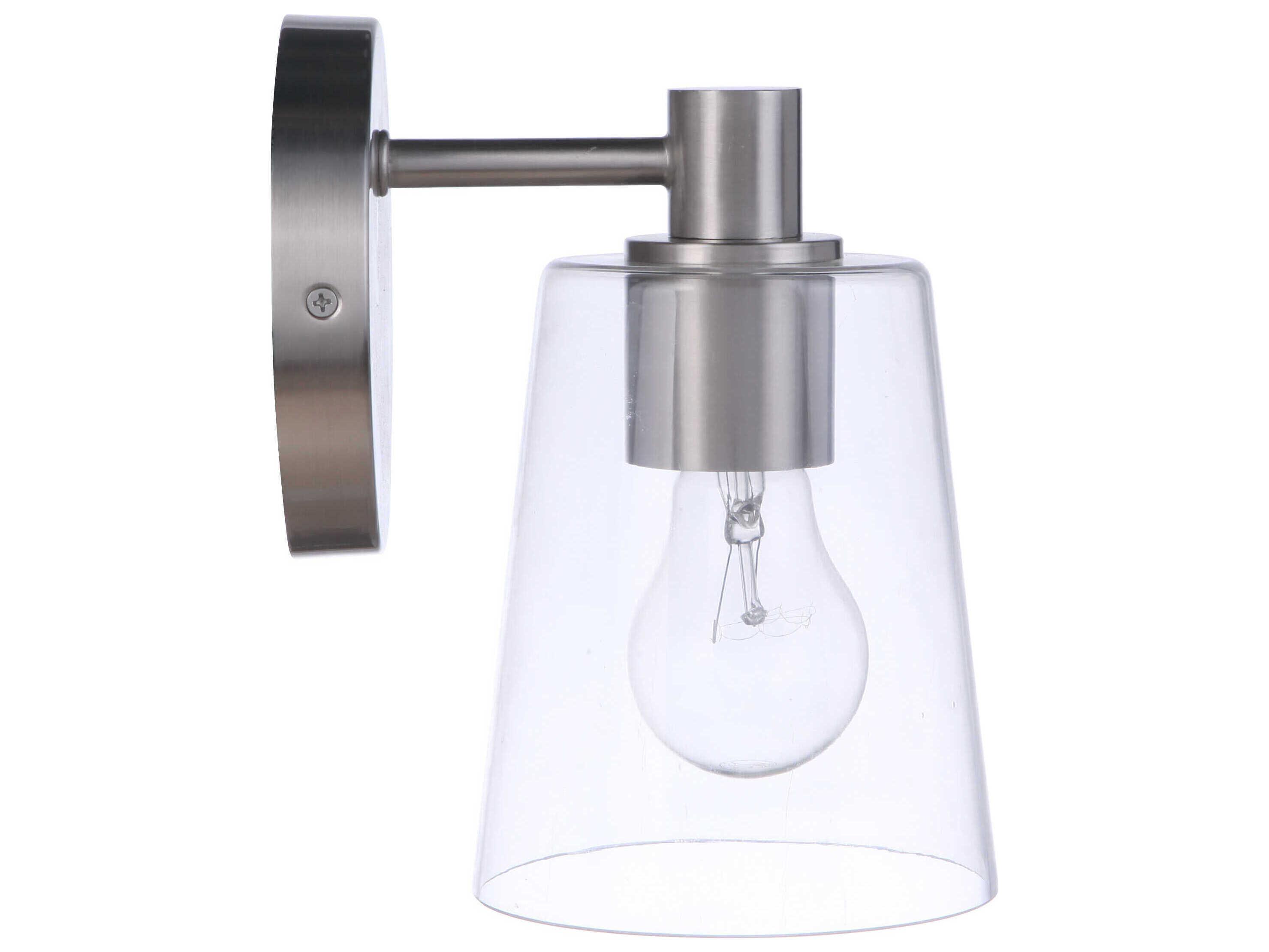 Craftmade Emilio 1-Light Brushed Polished Nickel Glass Vanity Light