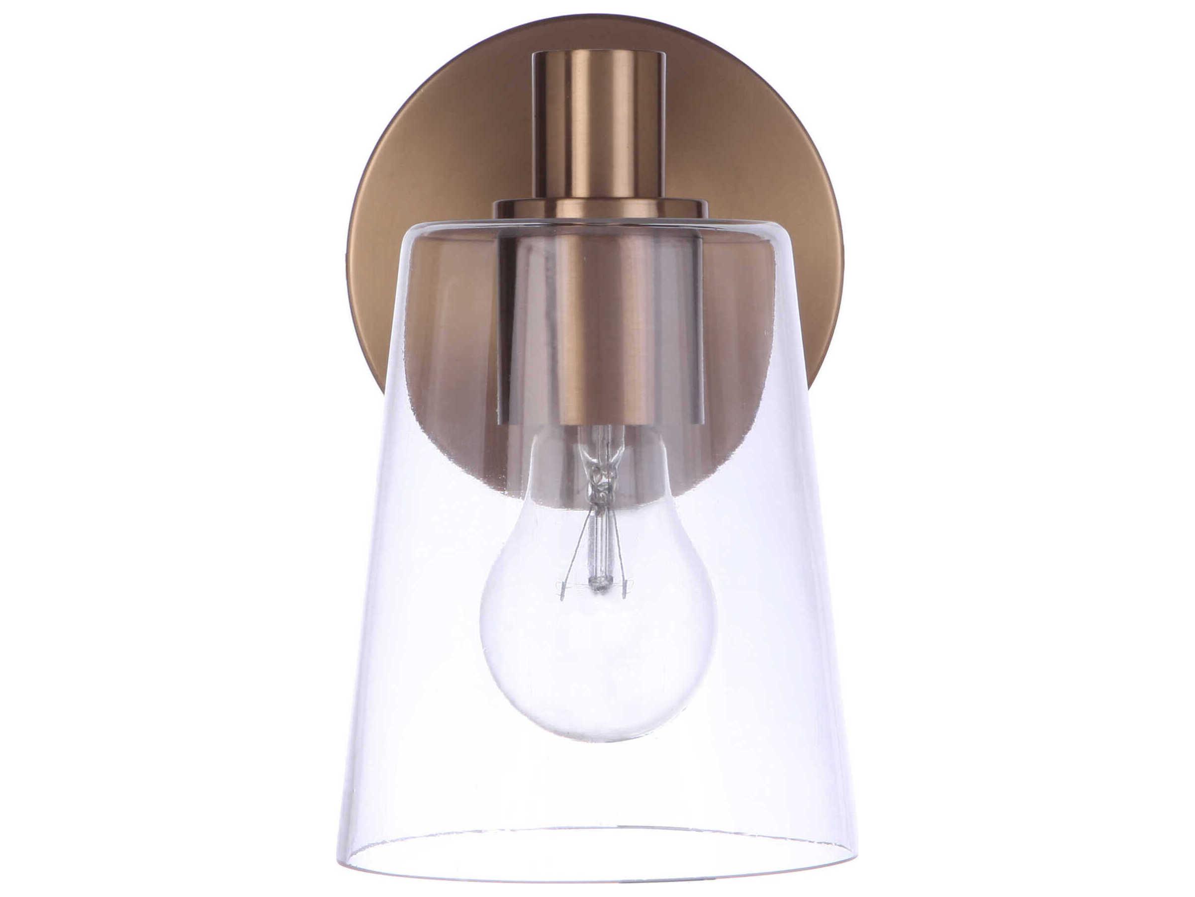 Craftmade Emilio 1-Light Satin Brass Glass Vanity Light