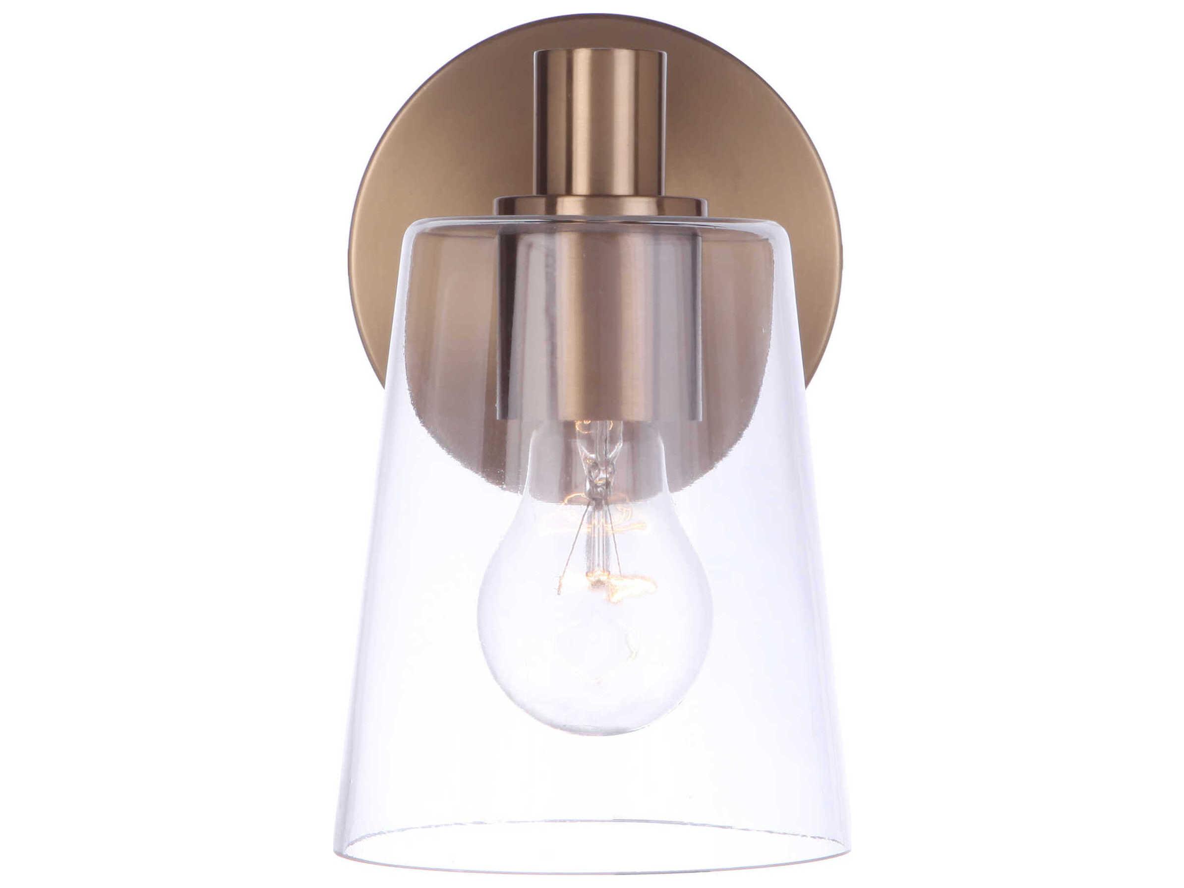 Craftmade Emilio 1-Light Satin Brass Glass Vanity Light
