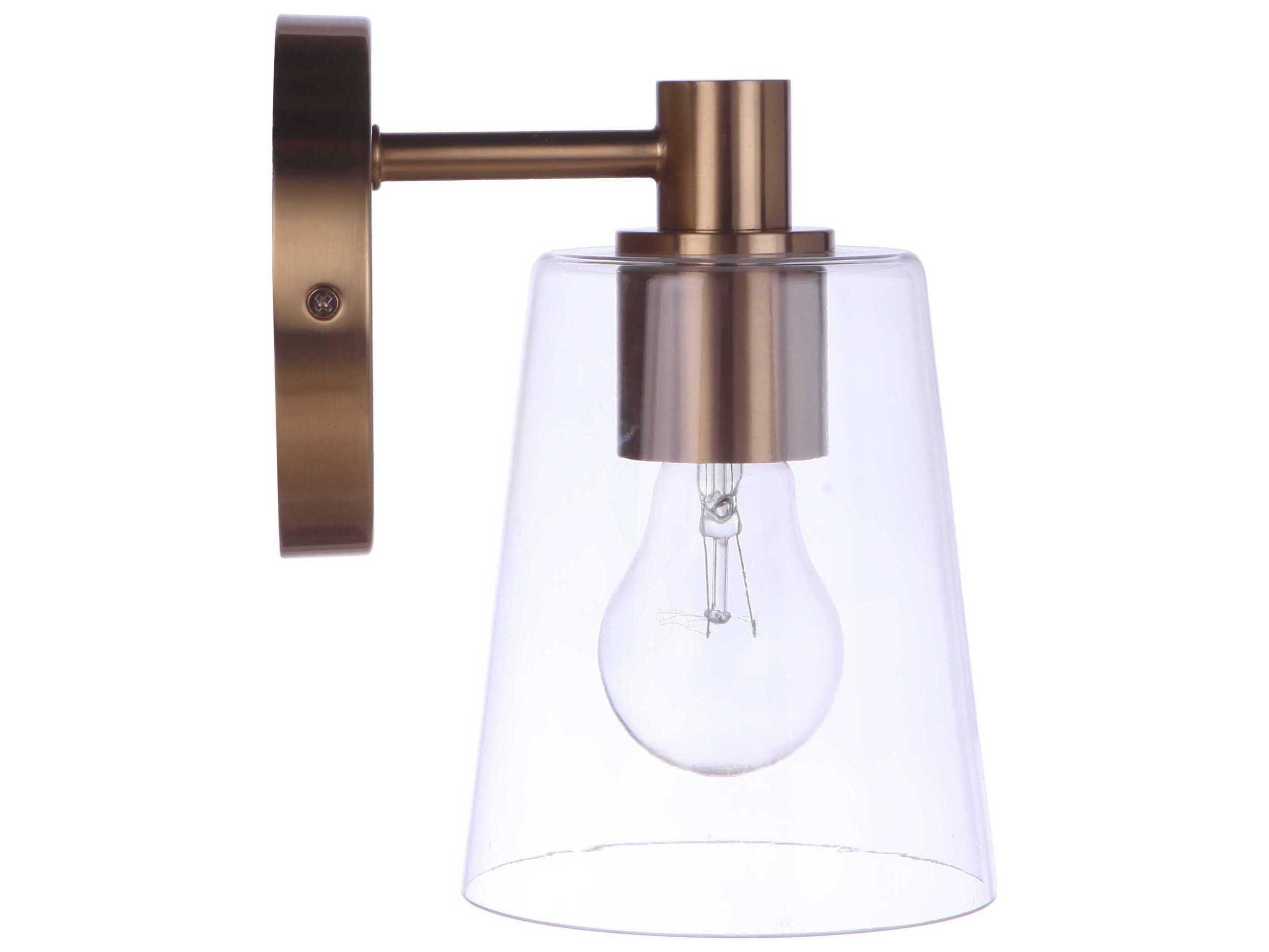 Craftmade Emilio 1-Light Satin Brass Glass Vanity Light