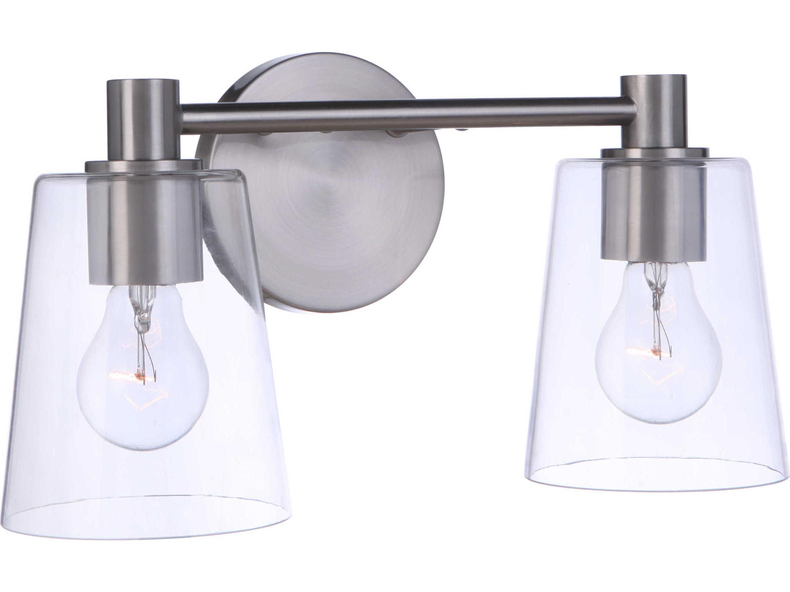 Craftmade Emilio 2-Light Brushed Polished Nickel Glass Vanity Light