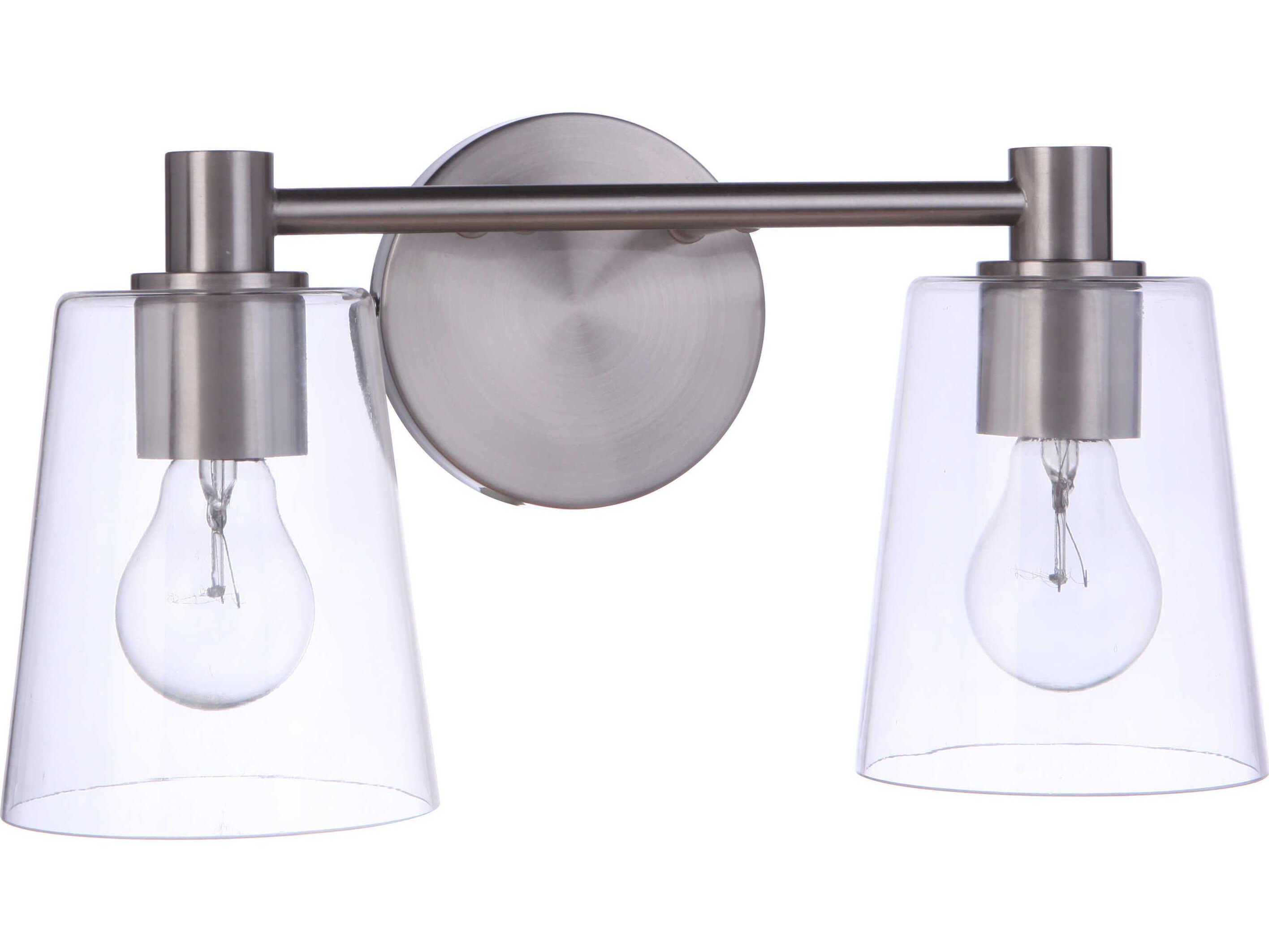 Craftmade Emilio 2-Light Brushed Polished Nickel Glass Vanity Light