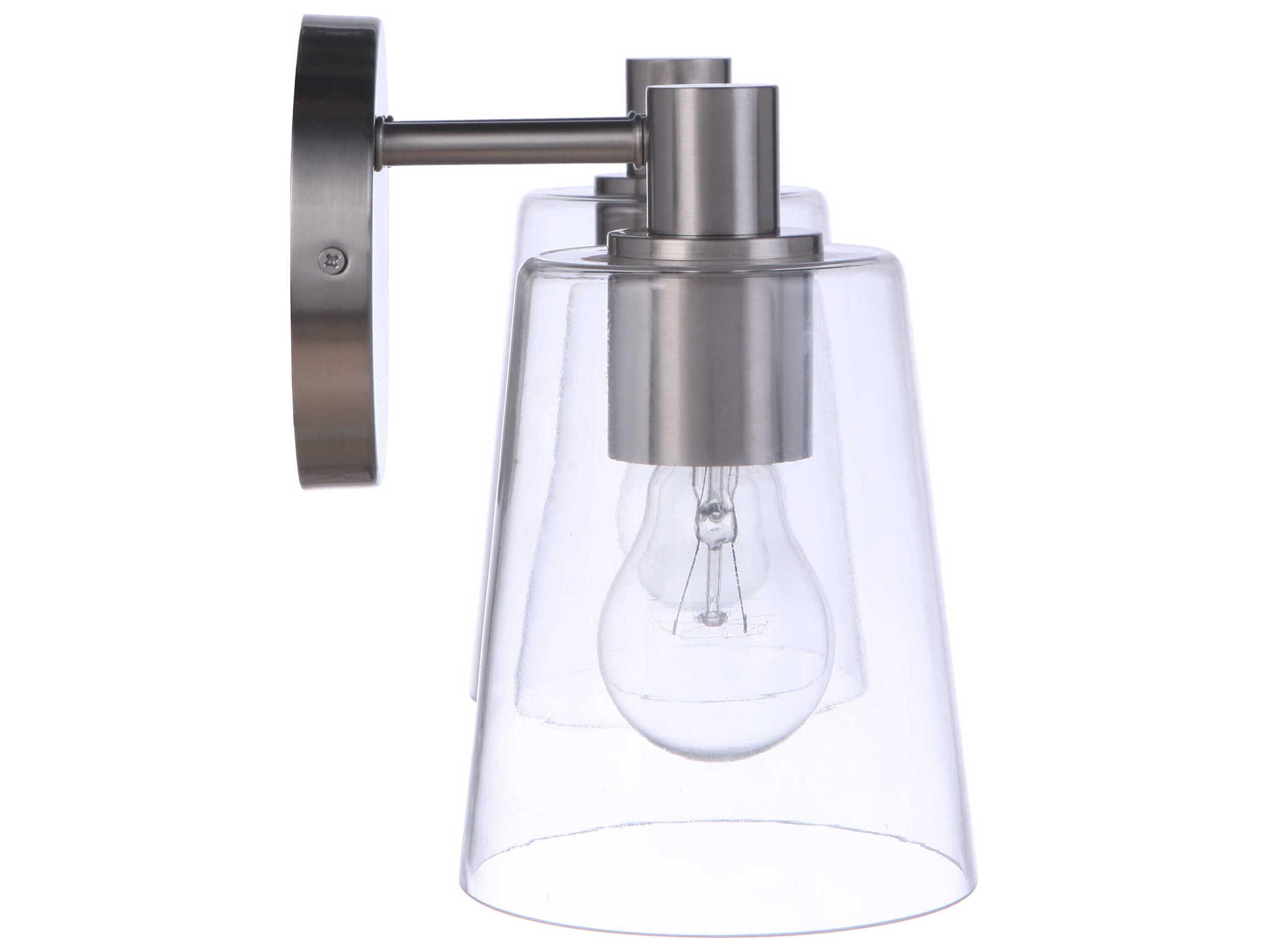 Craftmade Emilio 2-Light Brushed Polished Nickel Glass Vanity Light