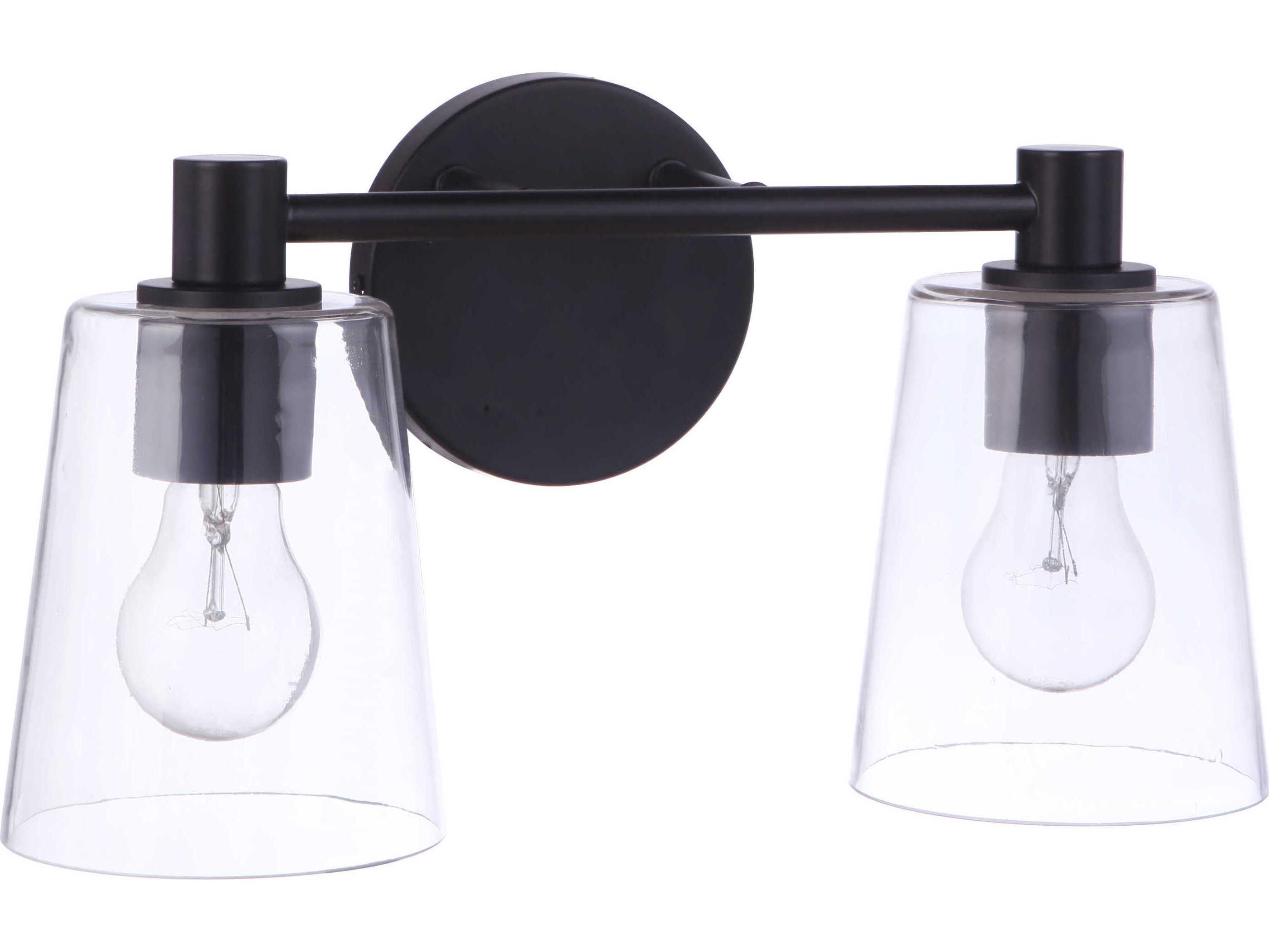 Craftmade Emilio 2-Light Flat Black Glass Vanity Light