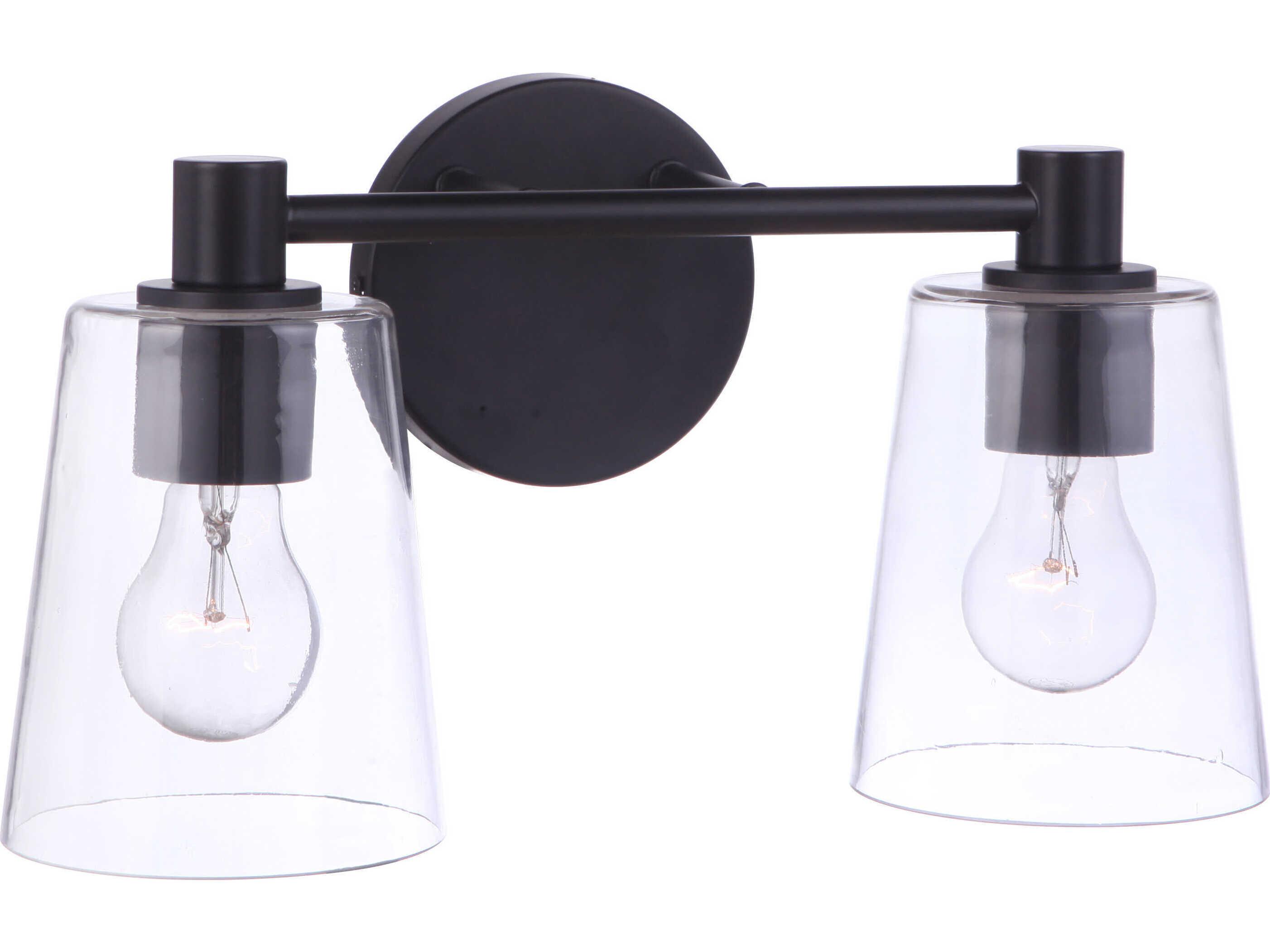 Craftmade Emilio 2-Light Flat Black Glass Vanity Light