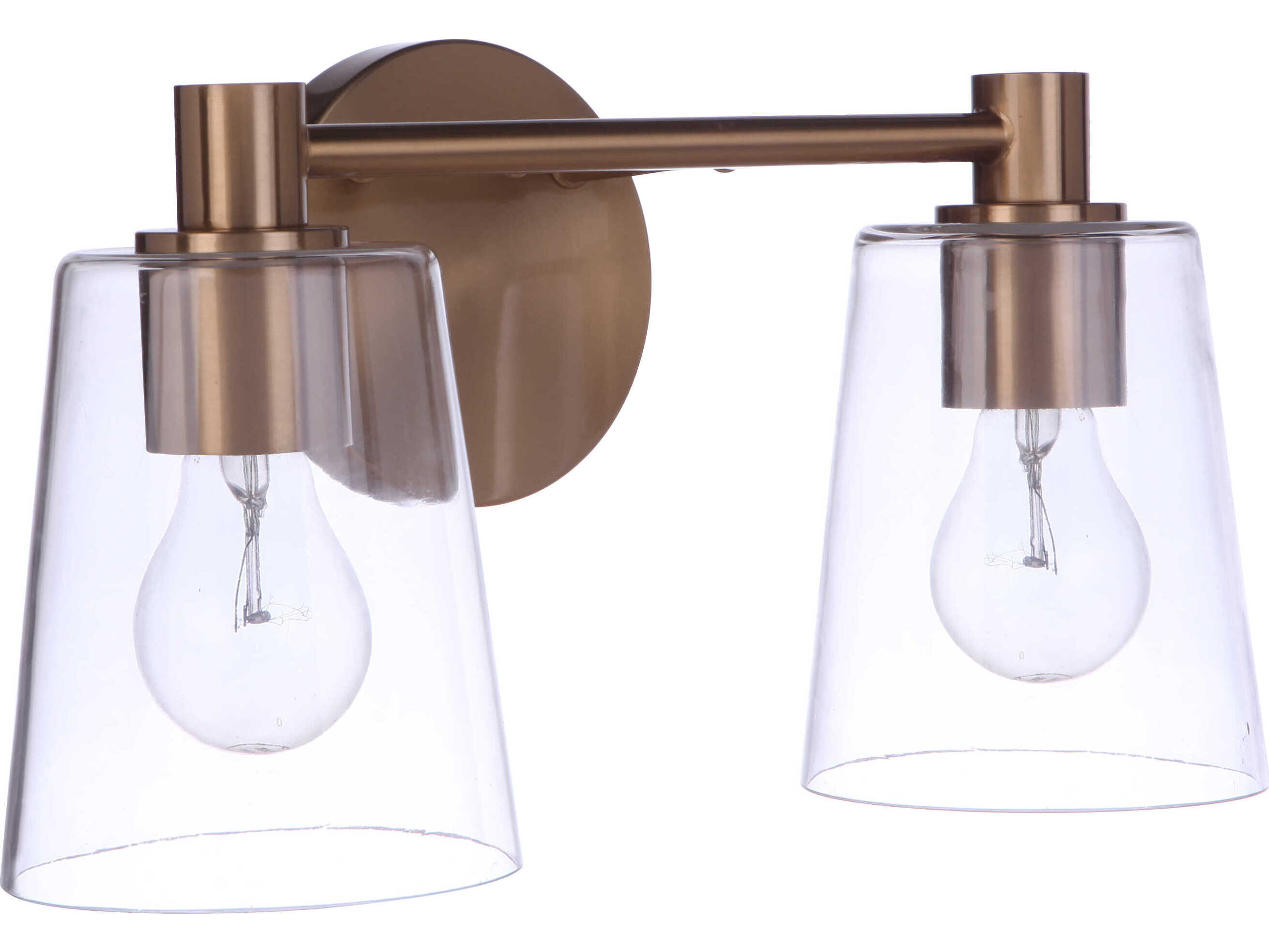 Craftmade Emilio 2-Light Satin Brass Glass Vanity Light