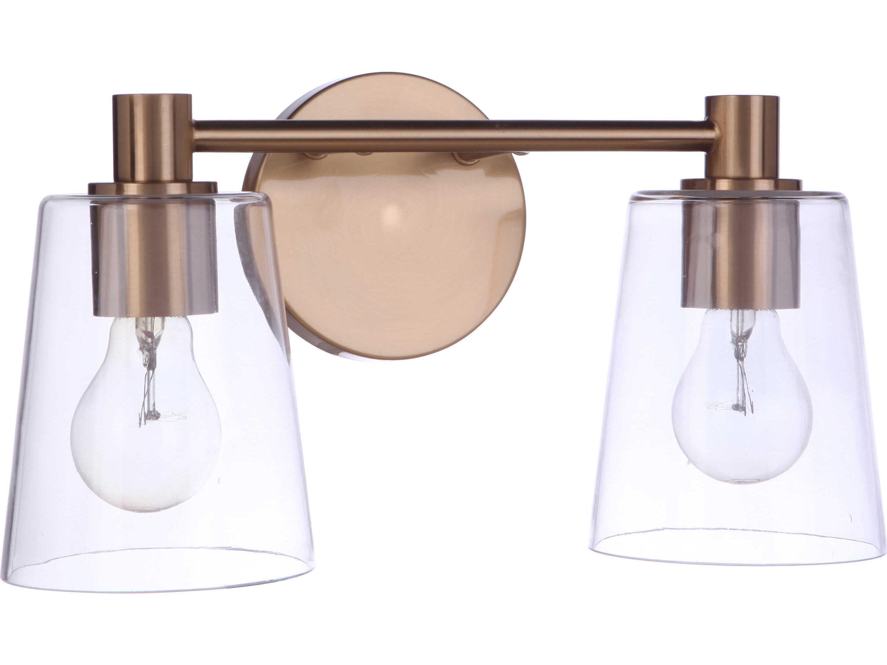 Craftmade Emilio 2-Light Satin Brass Glass Vanity Light