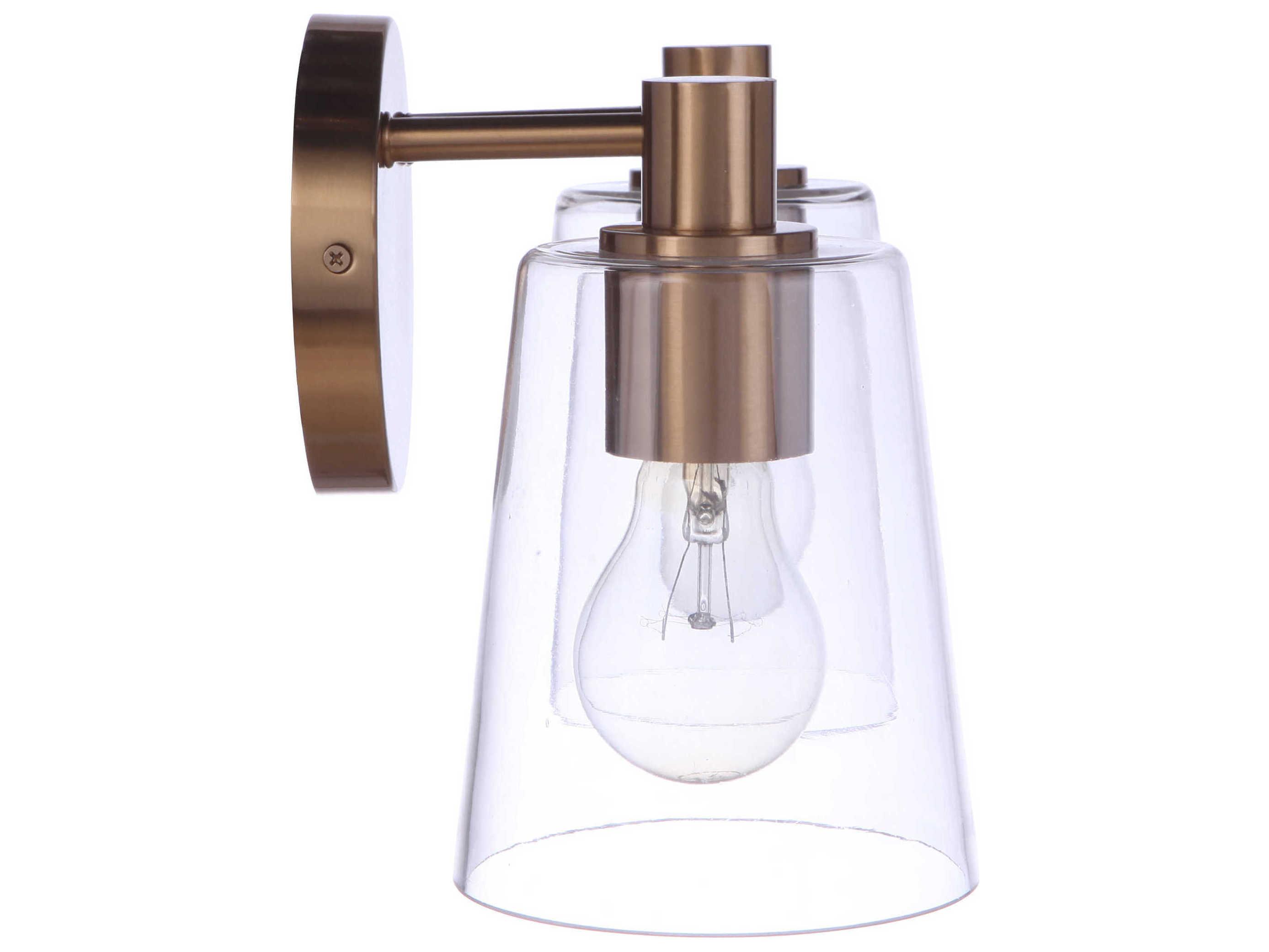 Craftmade Emilio 2-Light Satin Brass Glass Vanity Light
