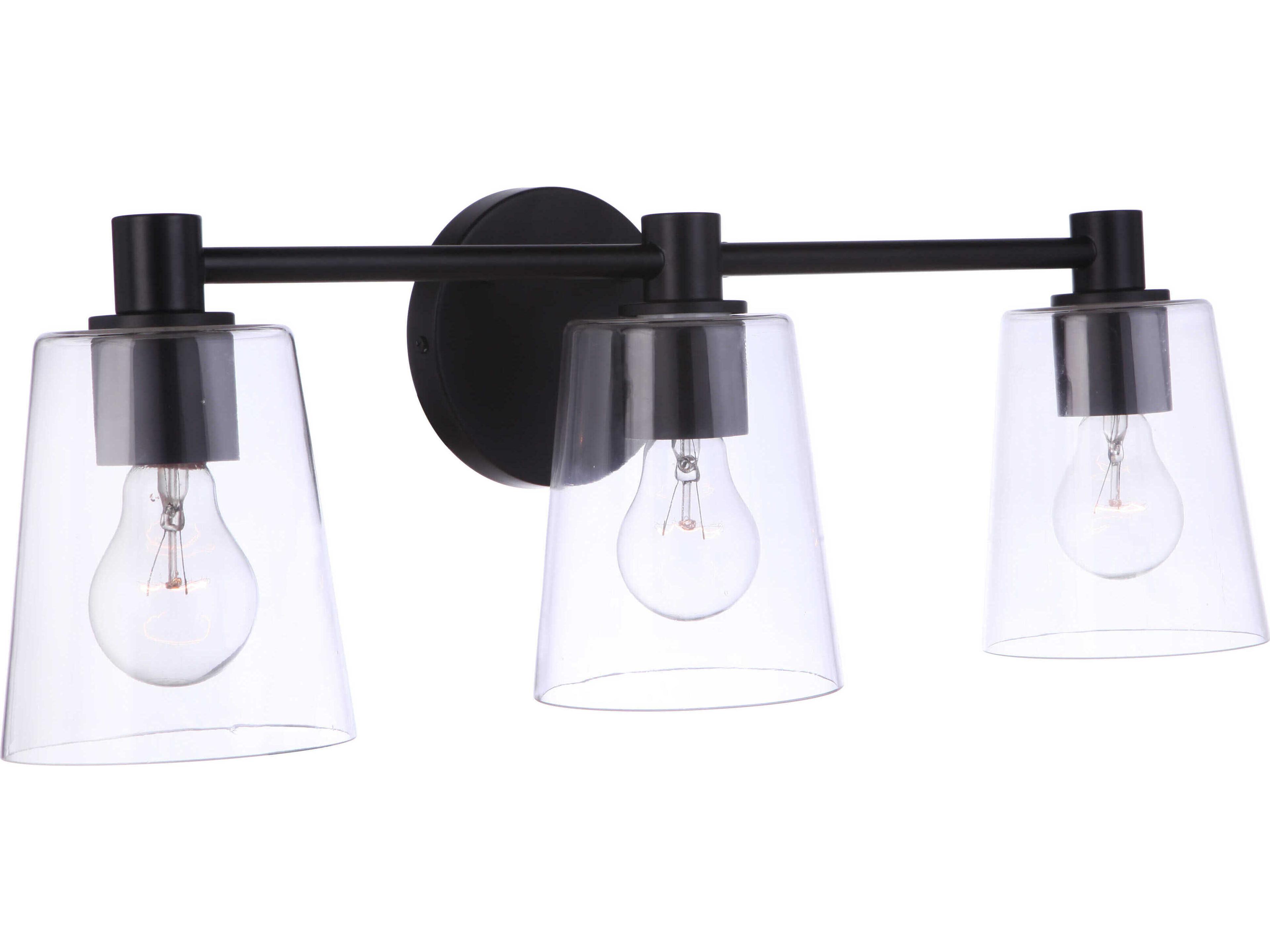 Craftmade Emilio 3-Light Flat Black Glass Vanity Light